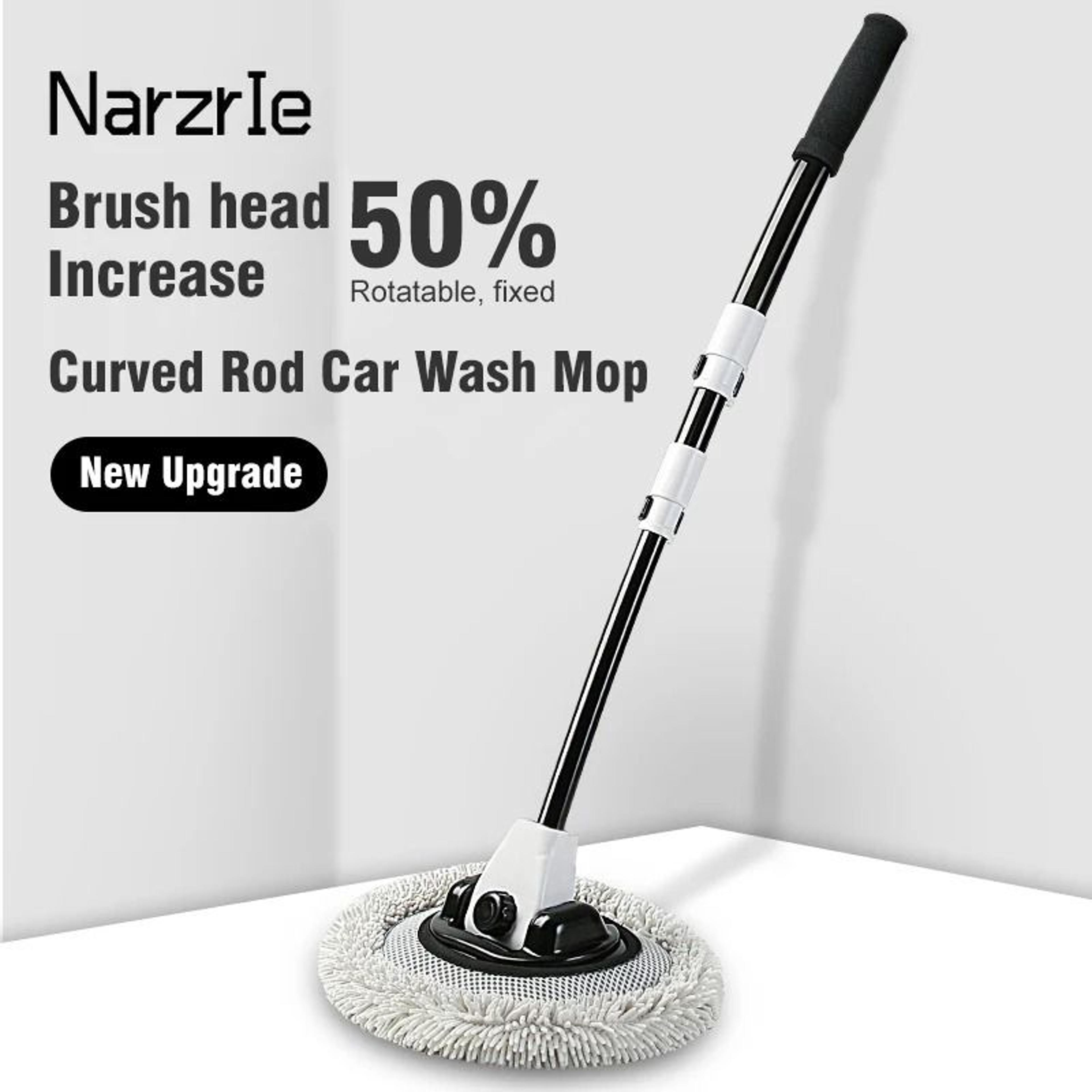 15 degree bend telescopic car wash brush with chenille head long handle cleaning tool