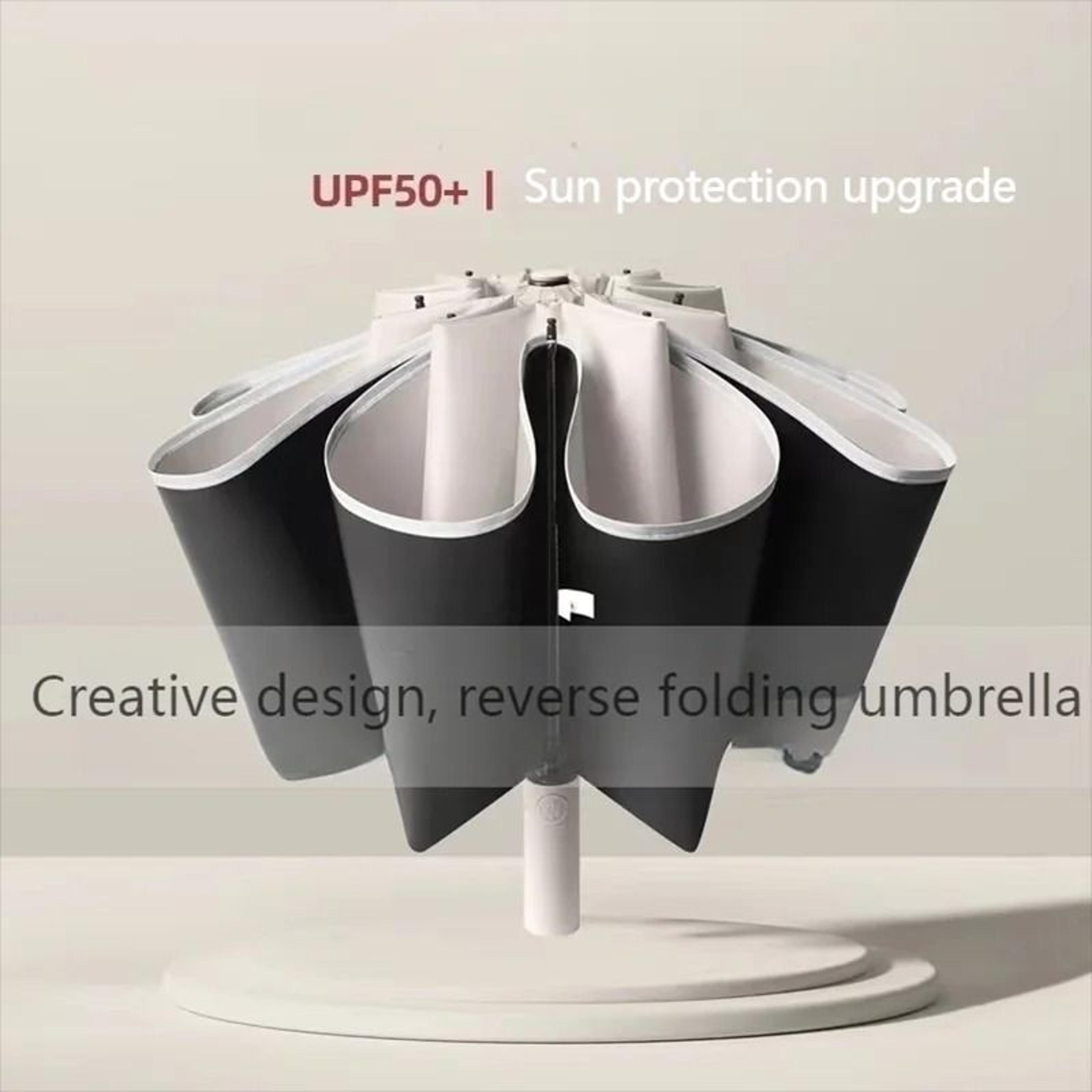 large windproof reverse automatic umbrella with 20 ribs reflective striped design