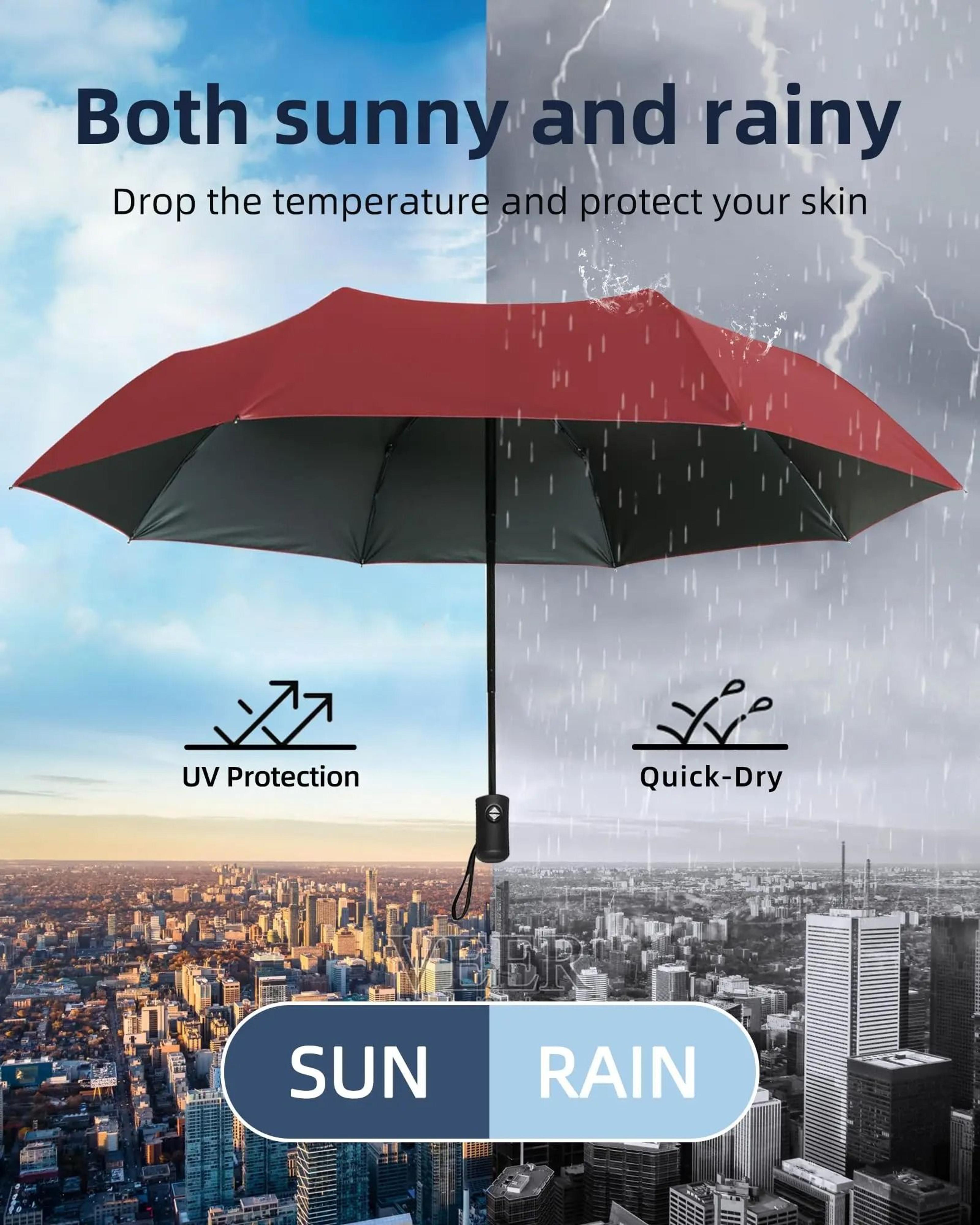 windproof double layer fully automatic 12 bone umbrella uv resistant folding