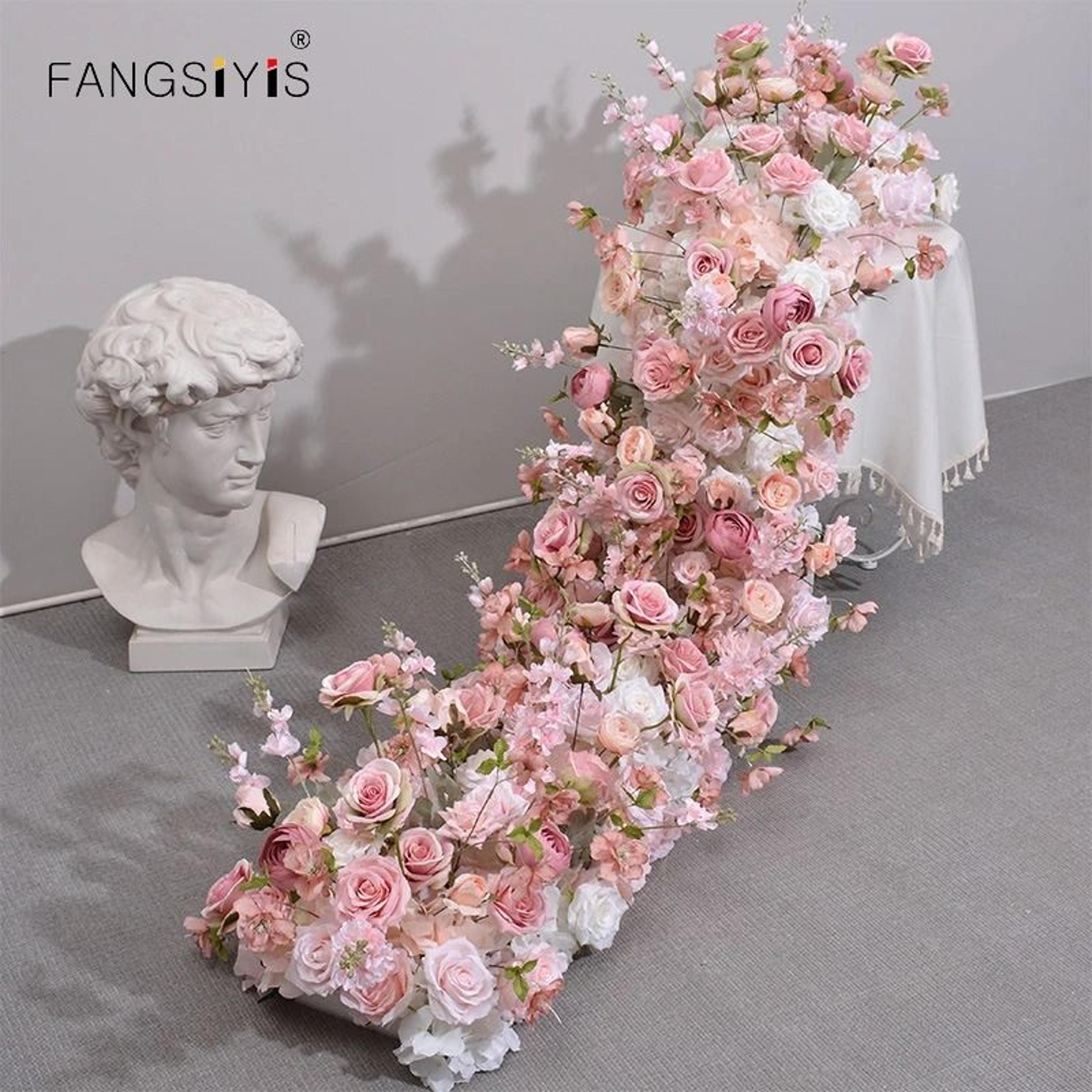 pink rose large flower row runner for wedding decor floral backdrop