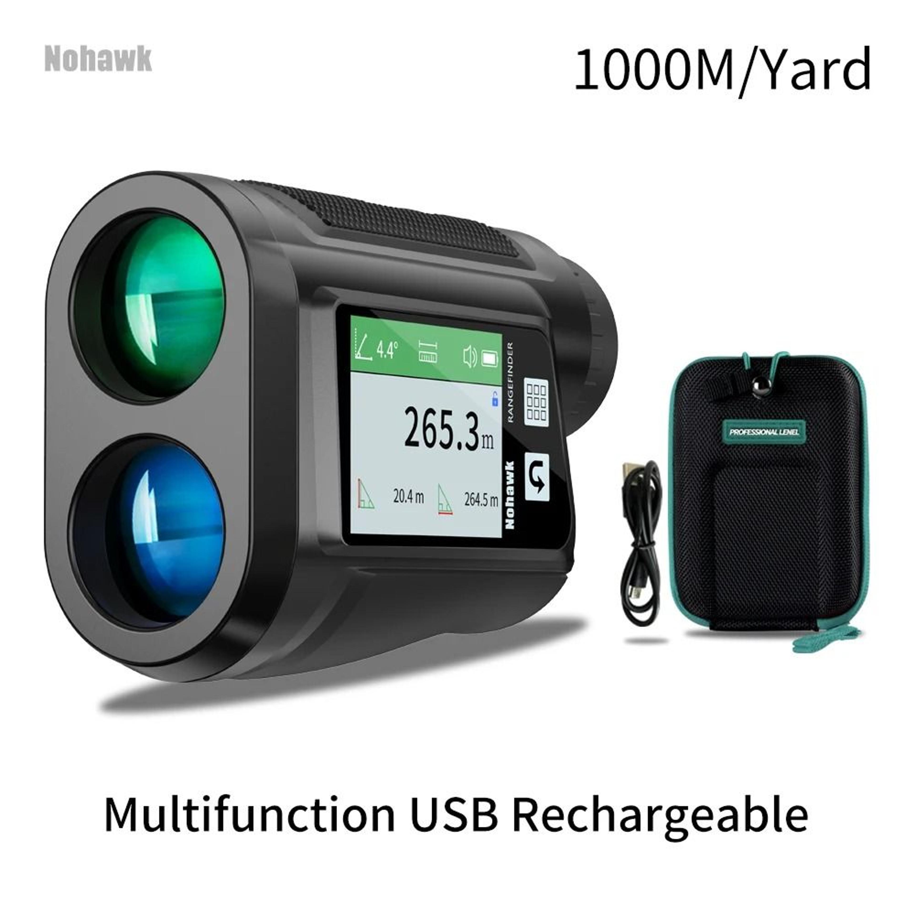nohawk 1000 yard golf laser rangefinder with slope compensation