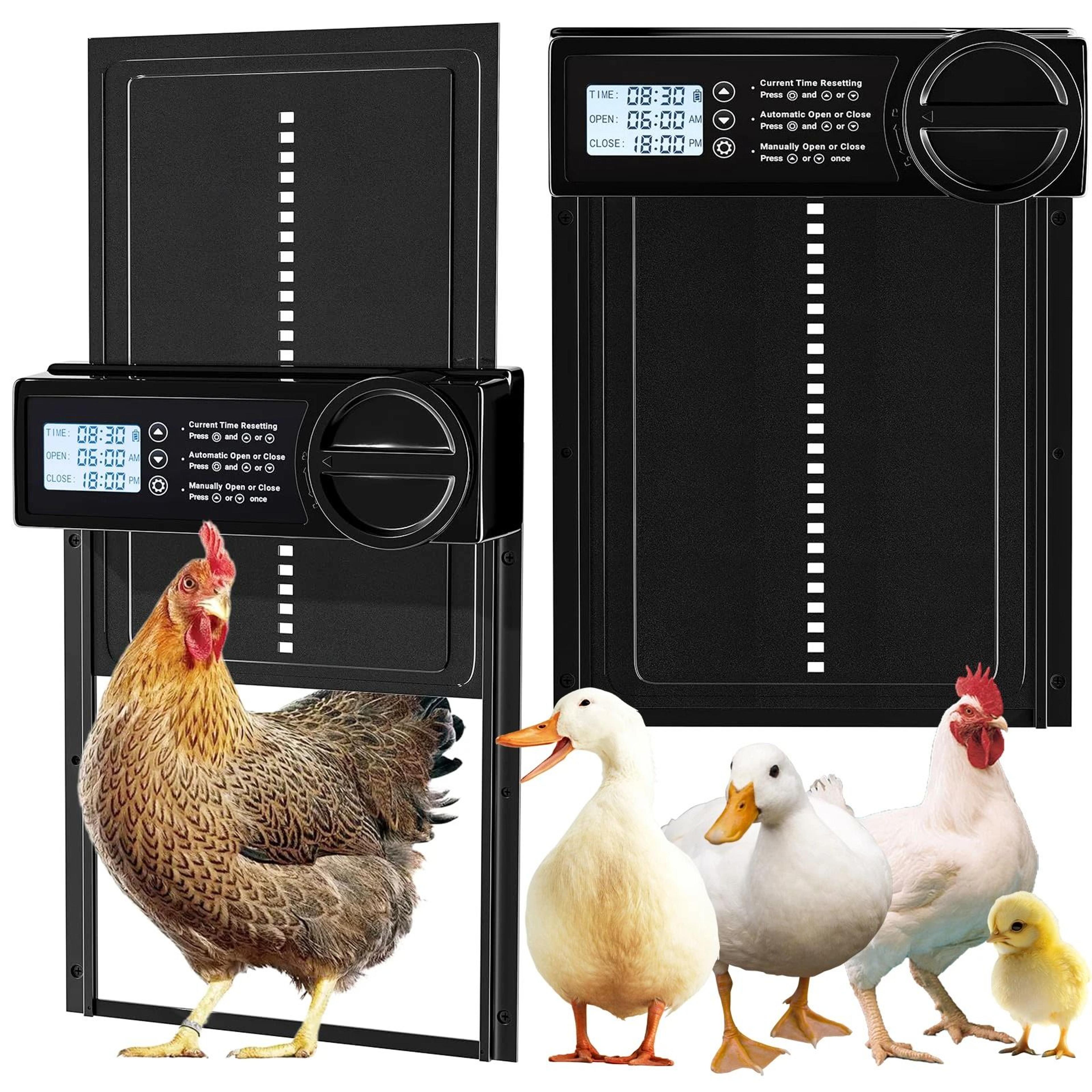 automatic chicken coop door with timer and led screen