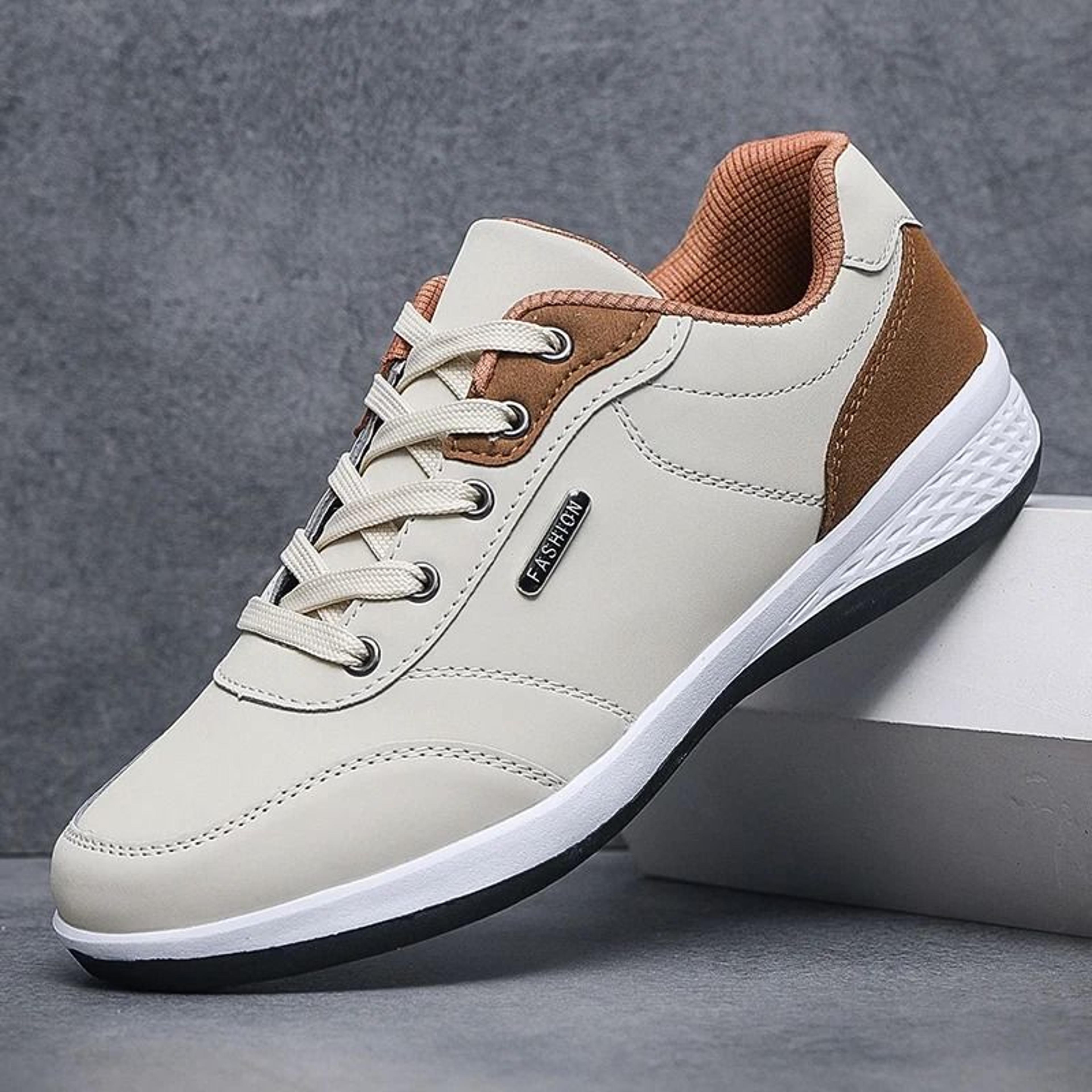 yrzl men leather waterproof walking sneakers comfortable non slip leisure shoes