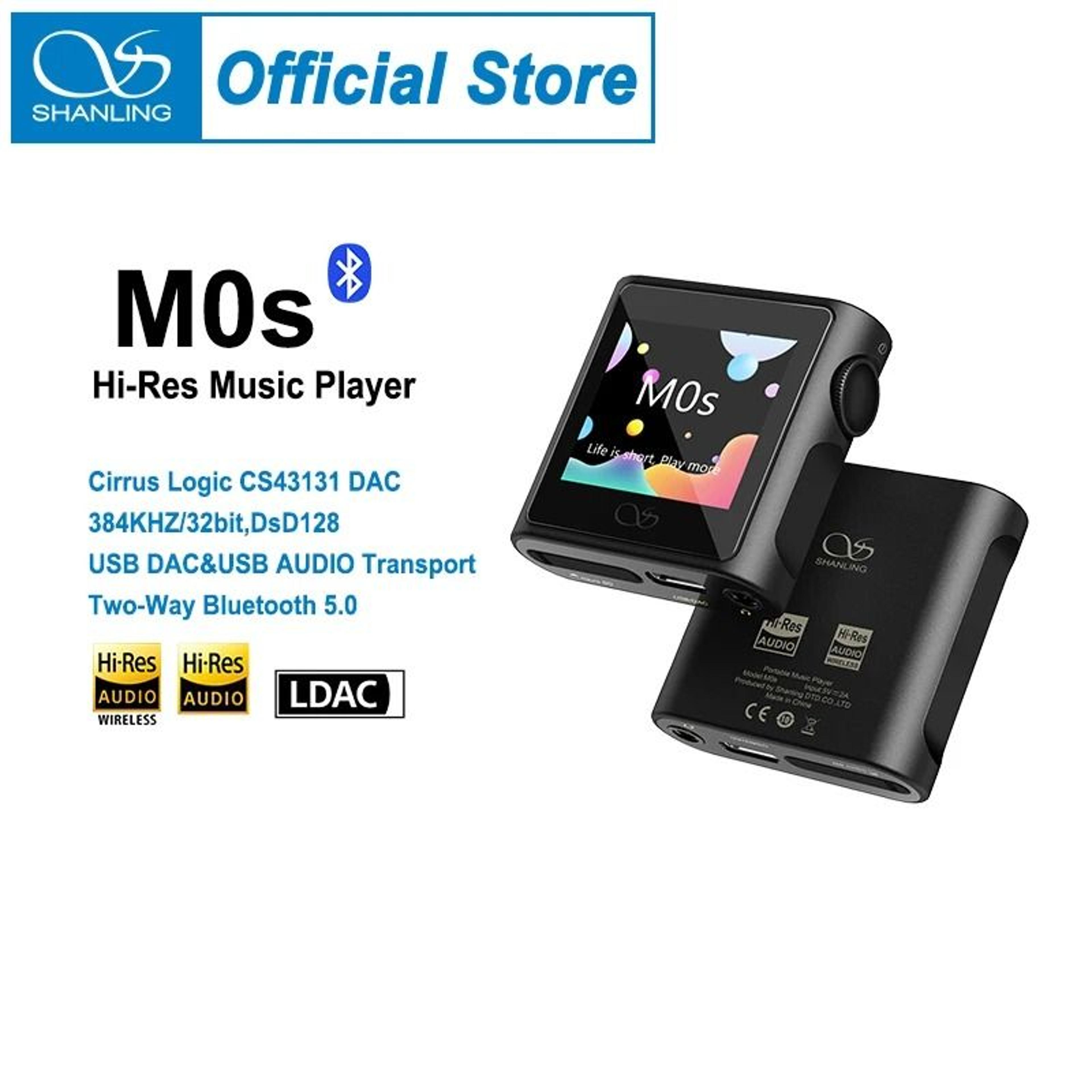shanling m0s hi res portable music player with bluetooth 5.0 and cs43131 dac