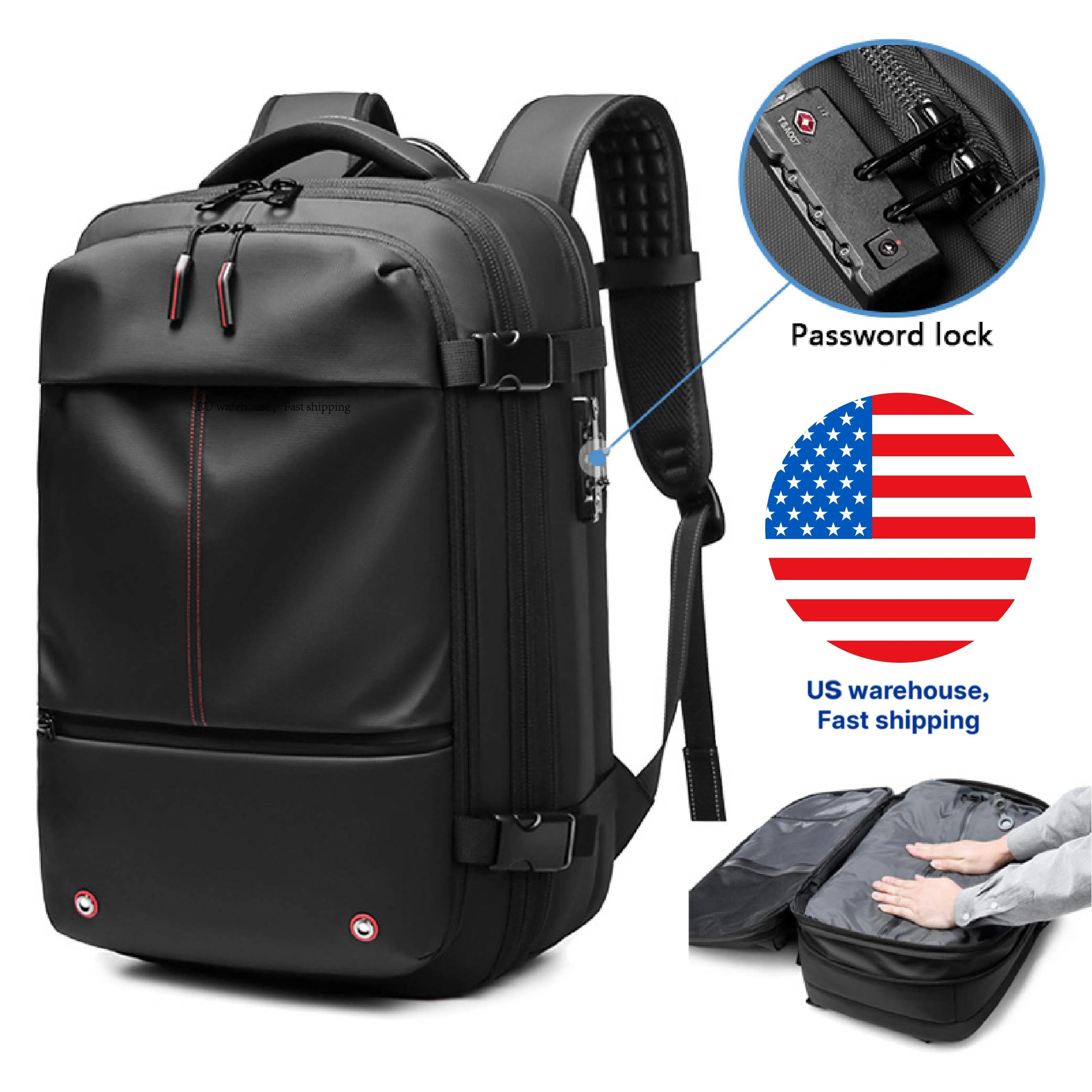 mens travel laptop backpack with large capacity and expandable storage