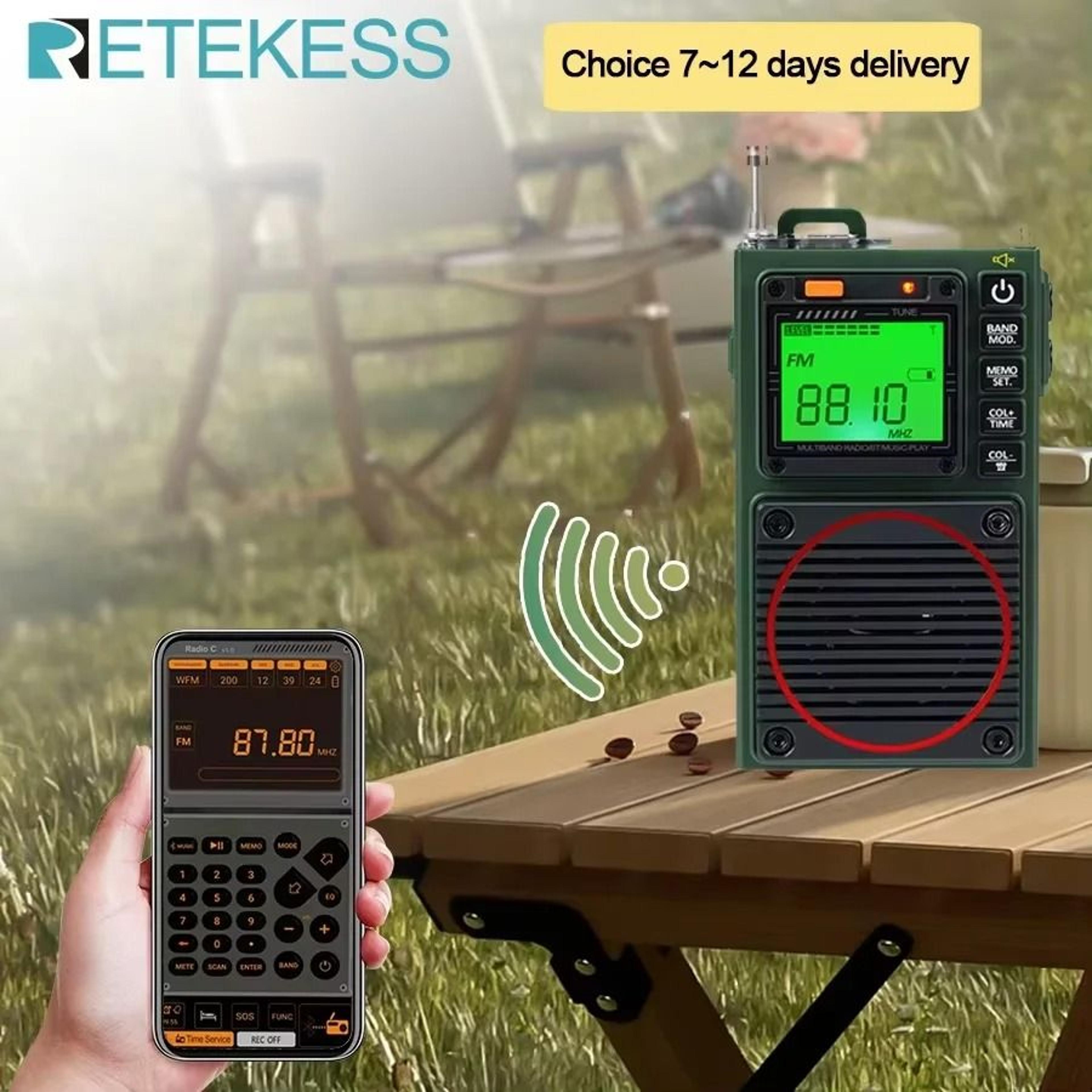 retekess tr111 portable am fm shortwave radio with alarm clock