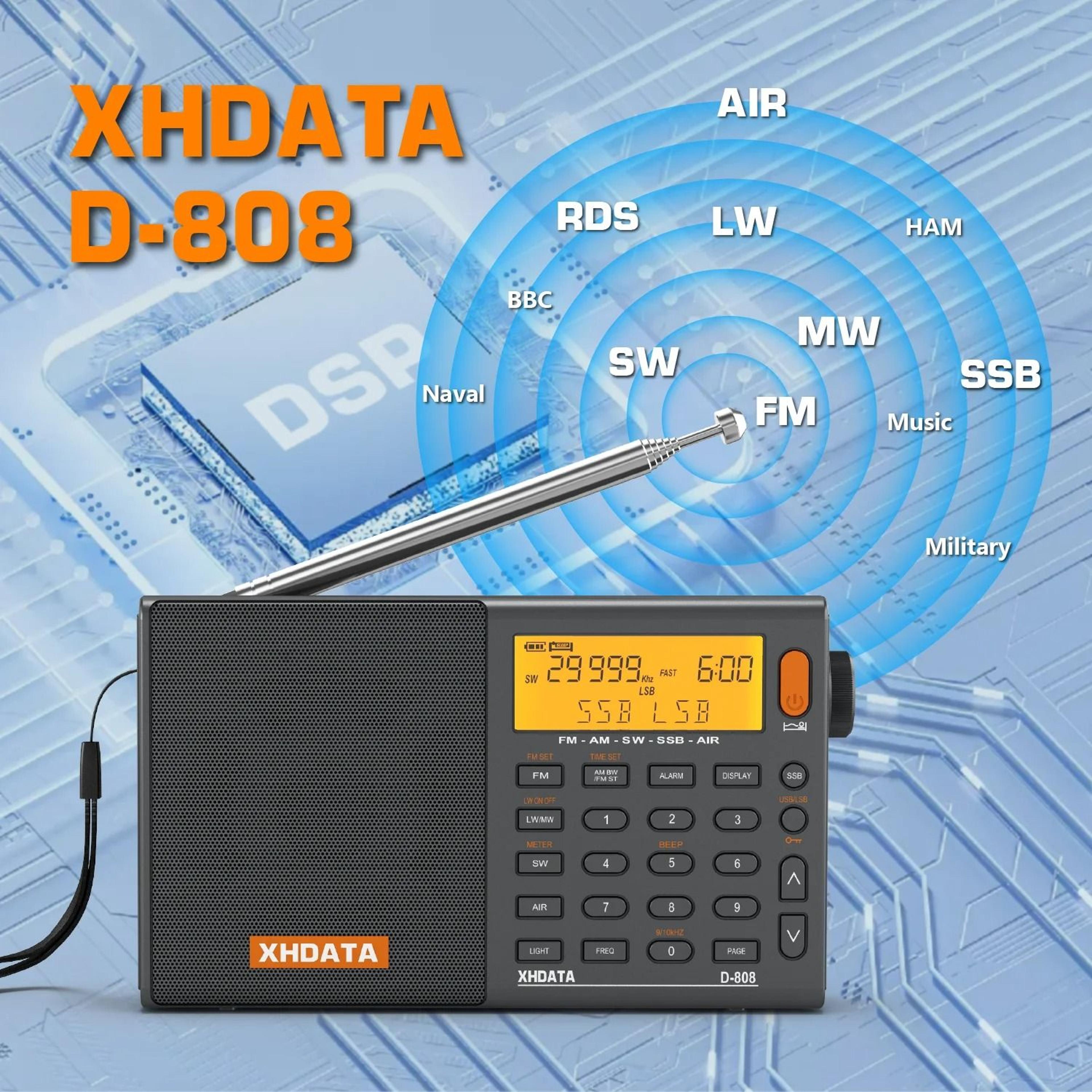 xhdata d808 full band portable radio with ssb and rds