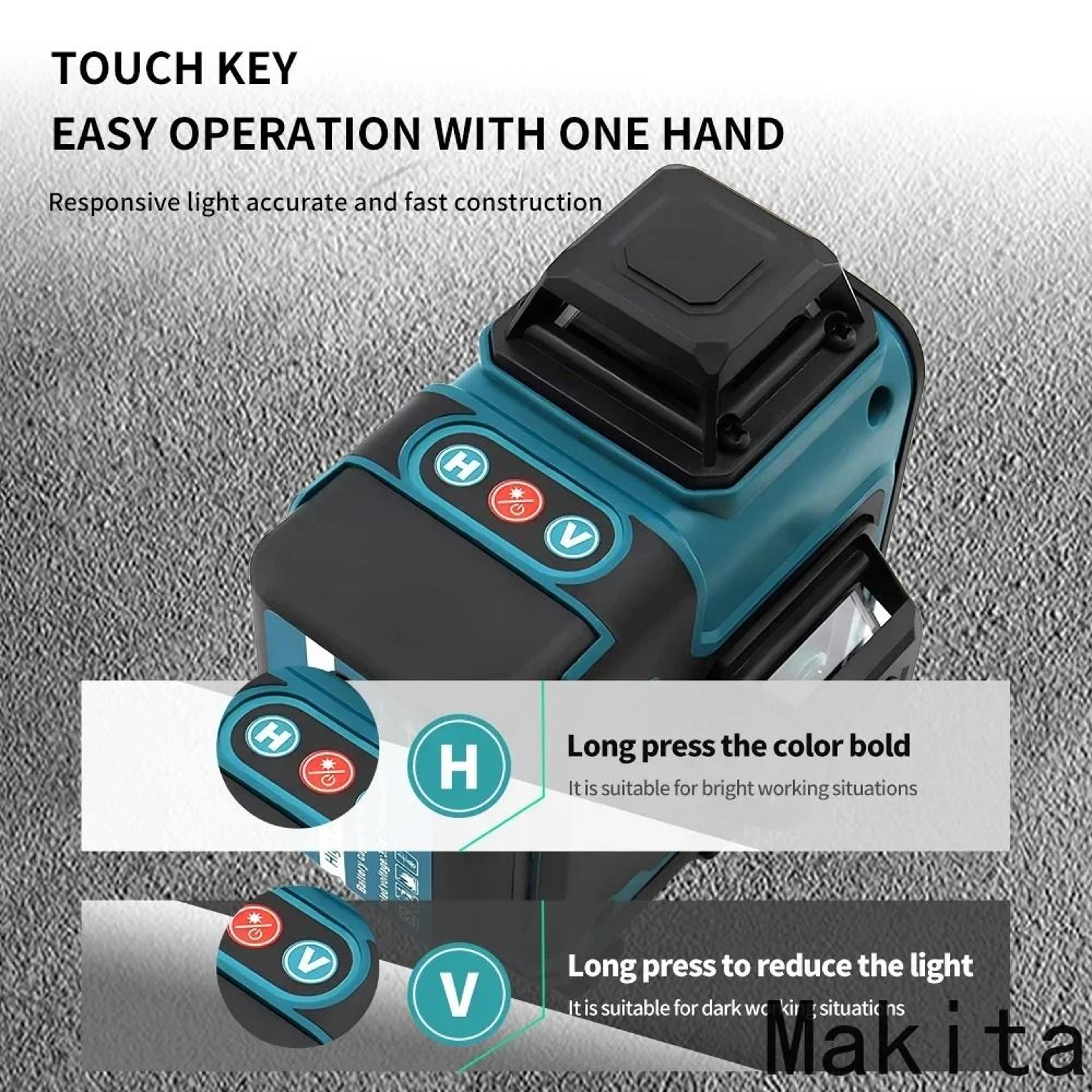 makita high precision 16 line green laser level with wall mount