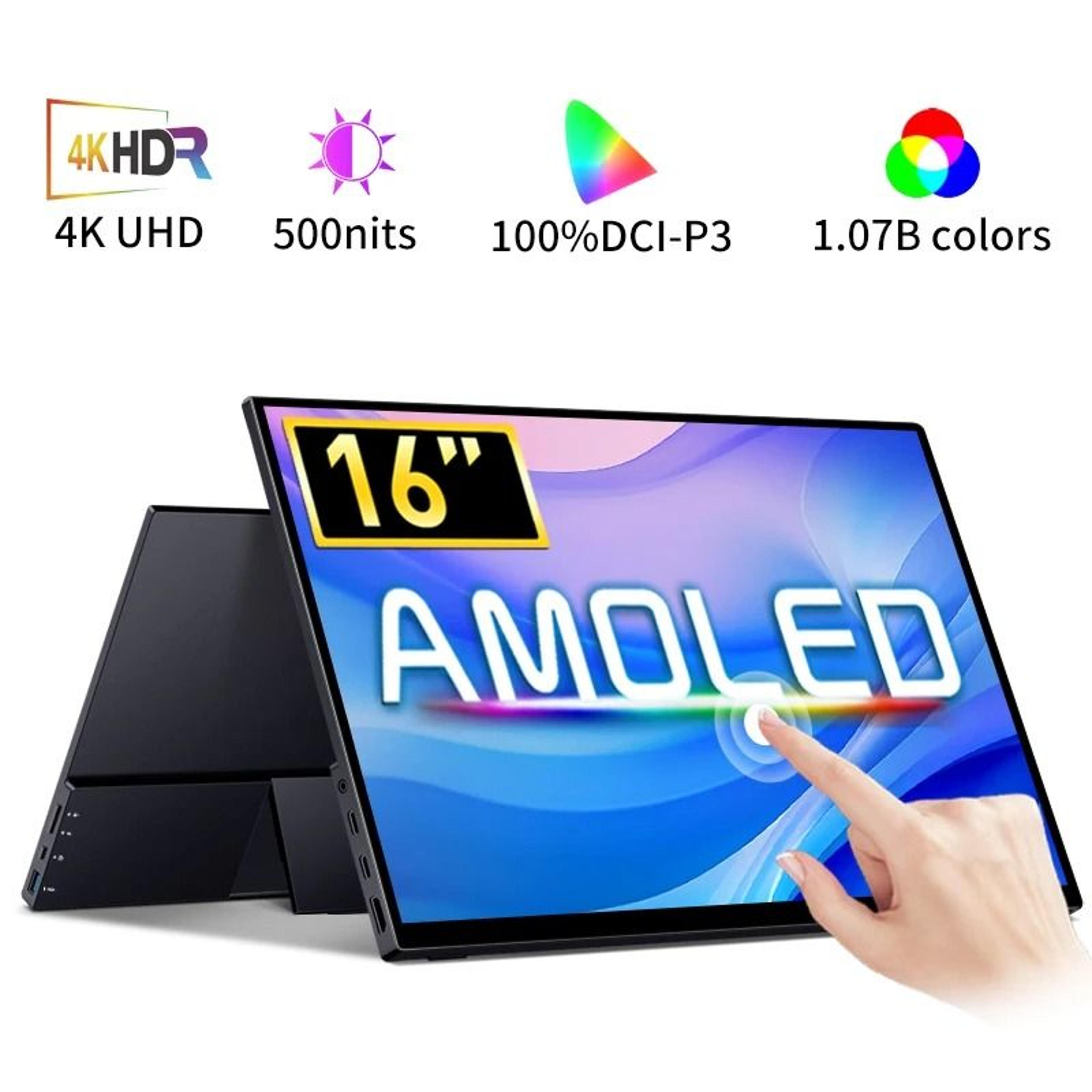 vchance 16 inch oled 4k touchscreen portable monitor with hdr