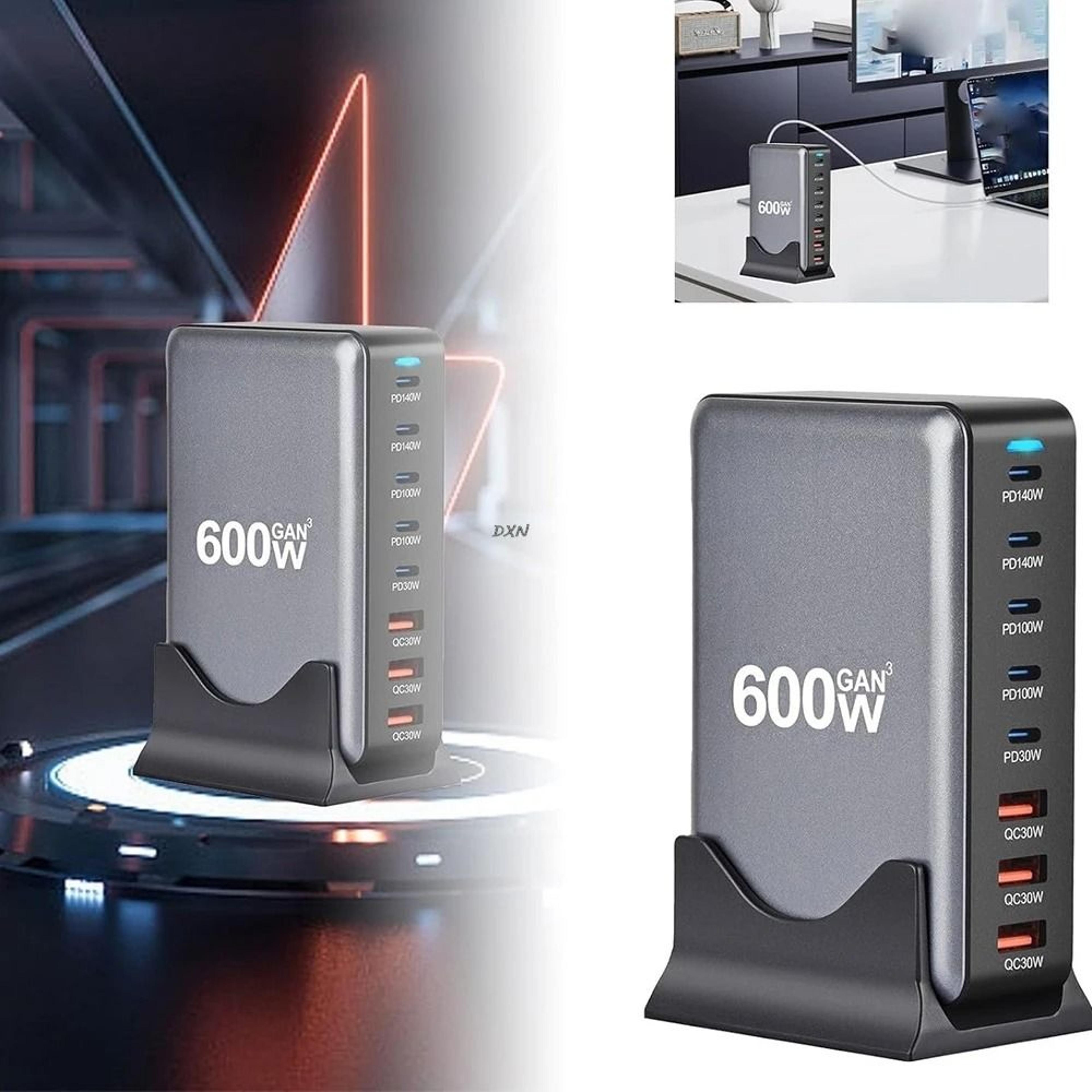 600w gan fast charger 8 port usb c charging station with pd3.1