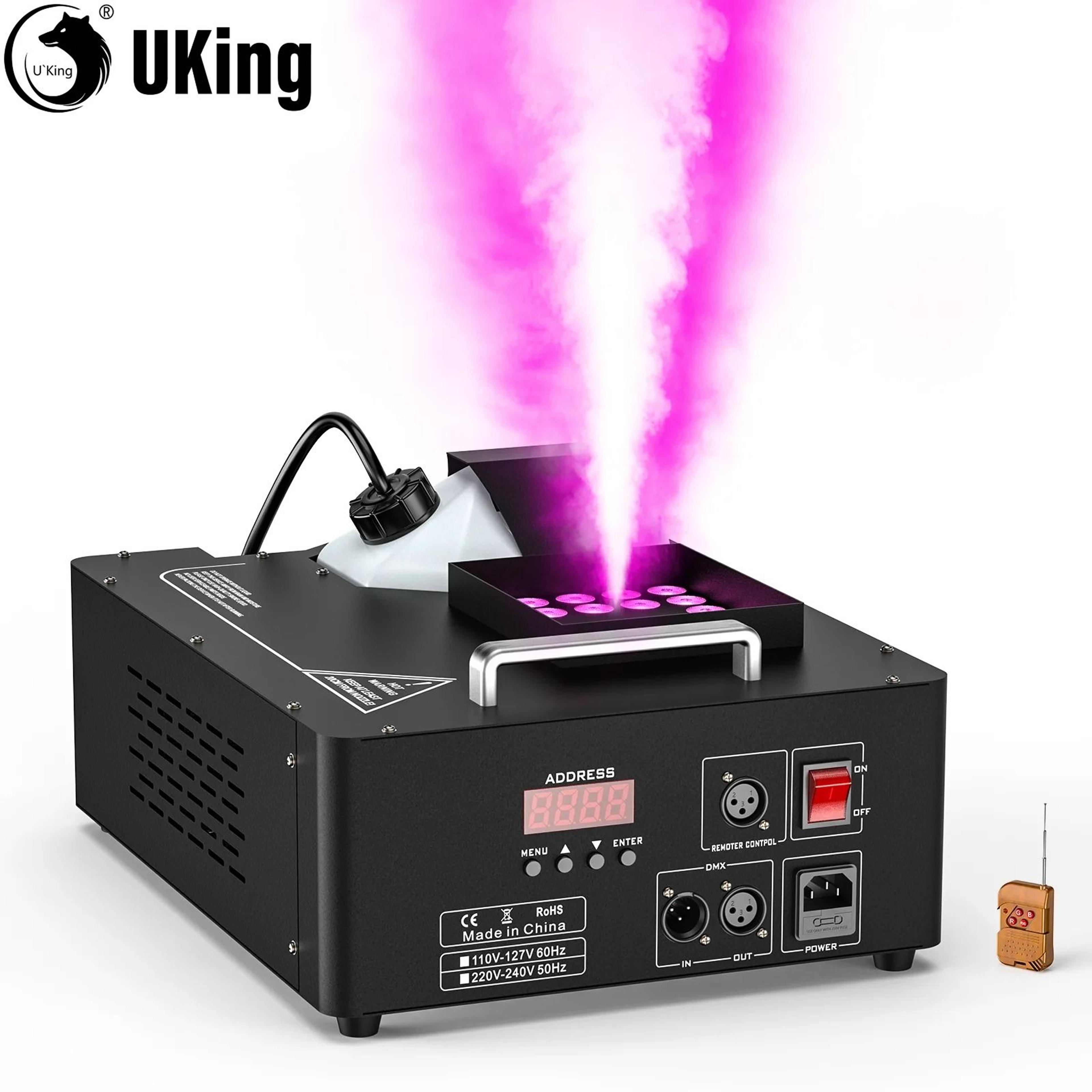 uking 1500w rgb 3 in 1 fog and bubble machine with 24 led lights