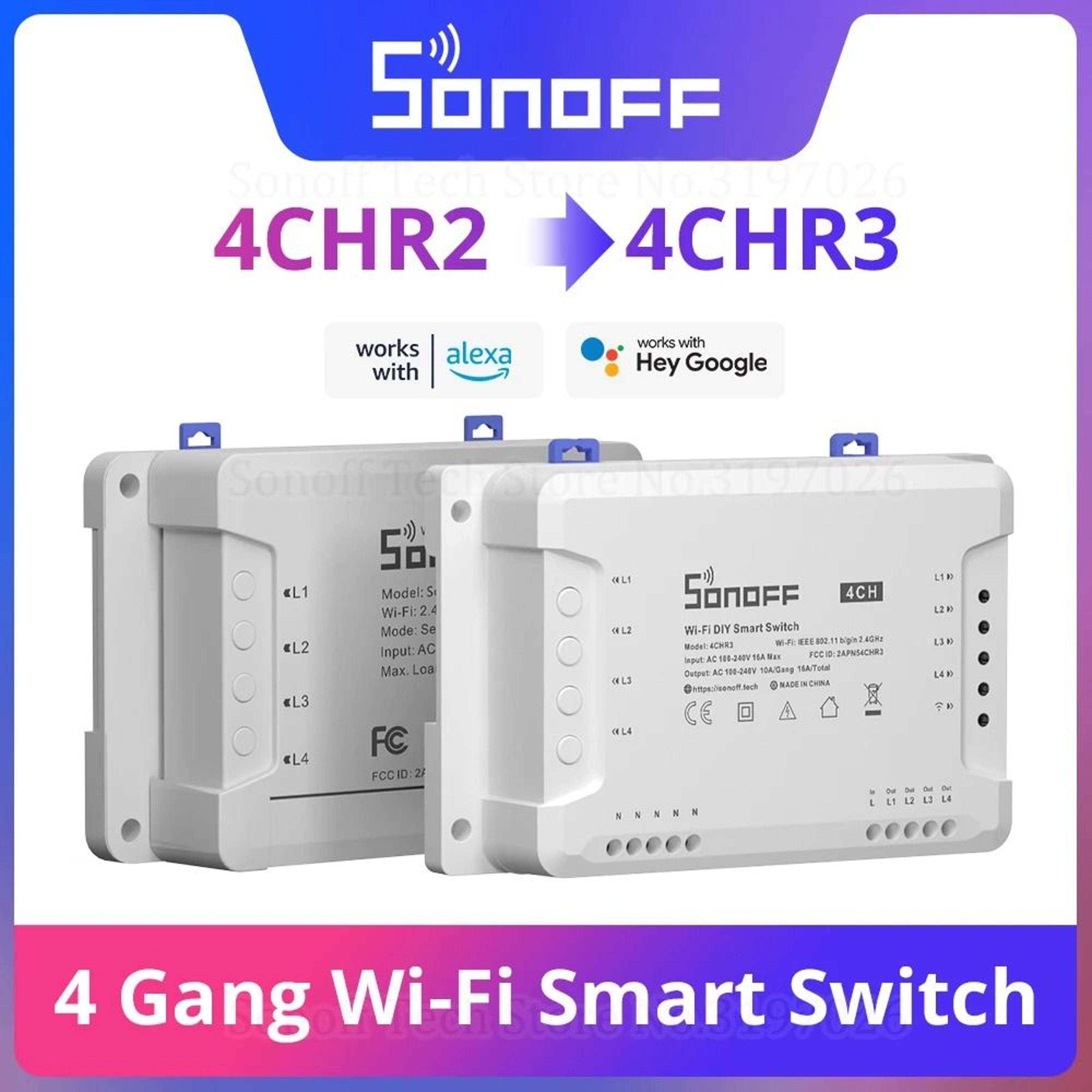 itead sonoff 4ch r2 smart wifi switch with app and voice control