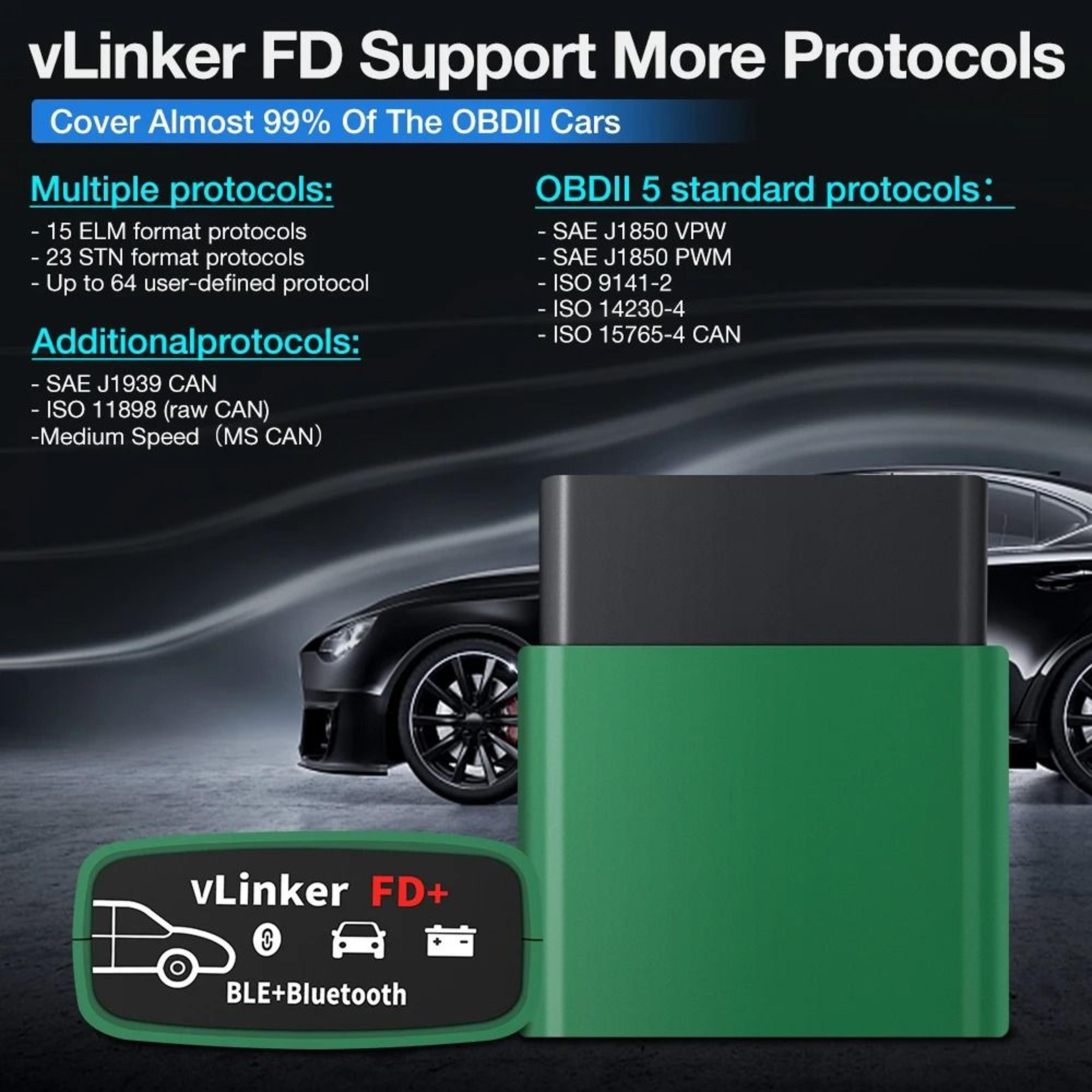 vgate vlinker fd plus obd2 scanner bluetooth car diagnostic tool for ford forscan