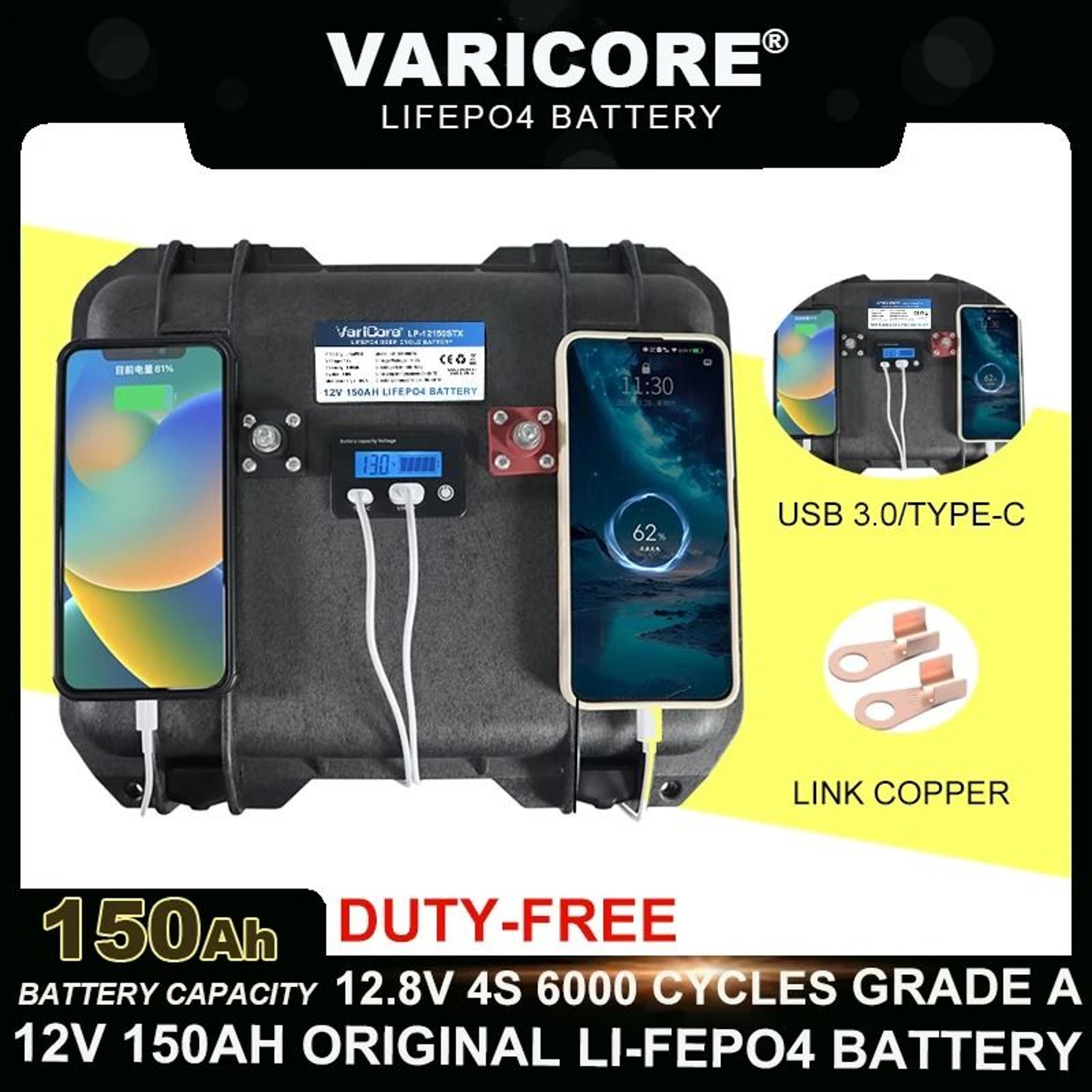 12v 12.8v lifepo4 battery portable suitcase 100ah 150ah for golf cart inverter and car power