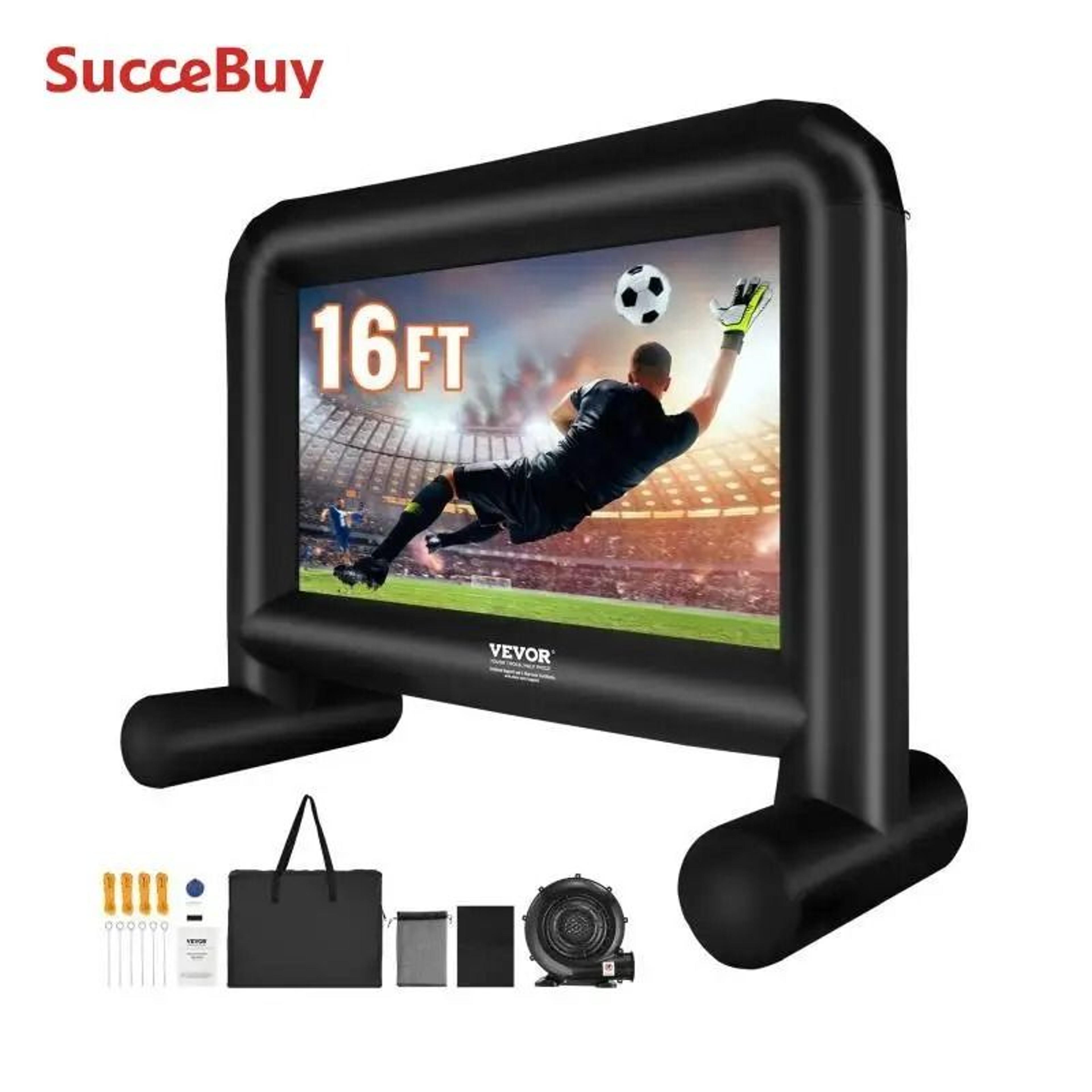 vevor inflatable movie screen 14 ft and 16 ft outdoor projector screen with blower for backyard and party use