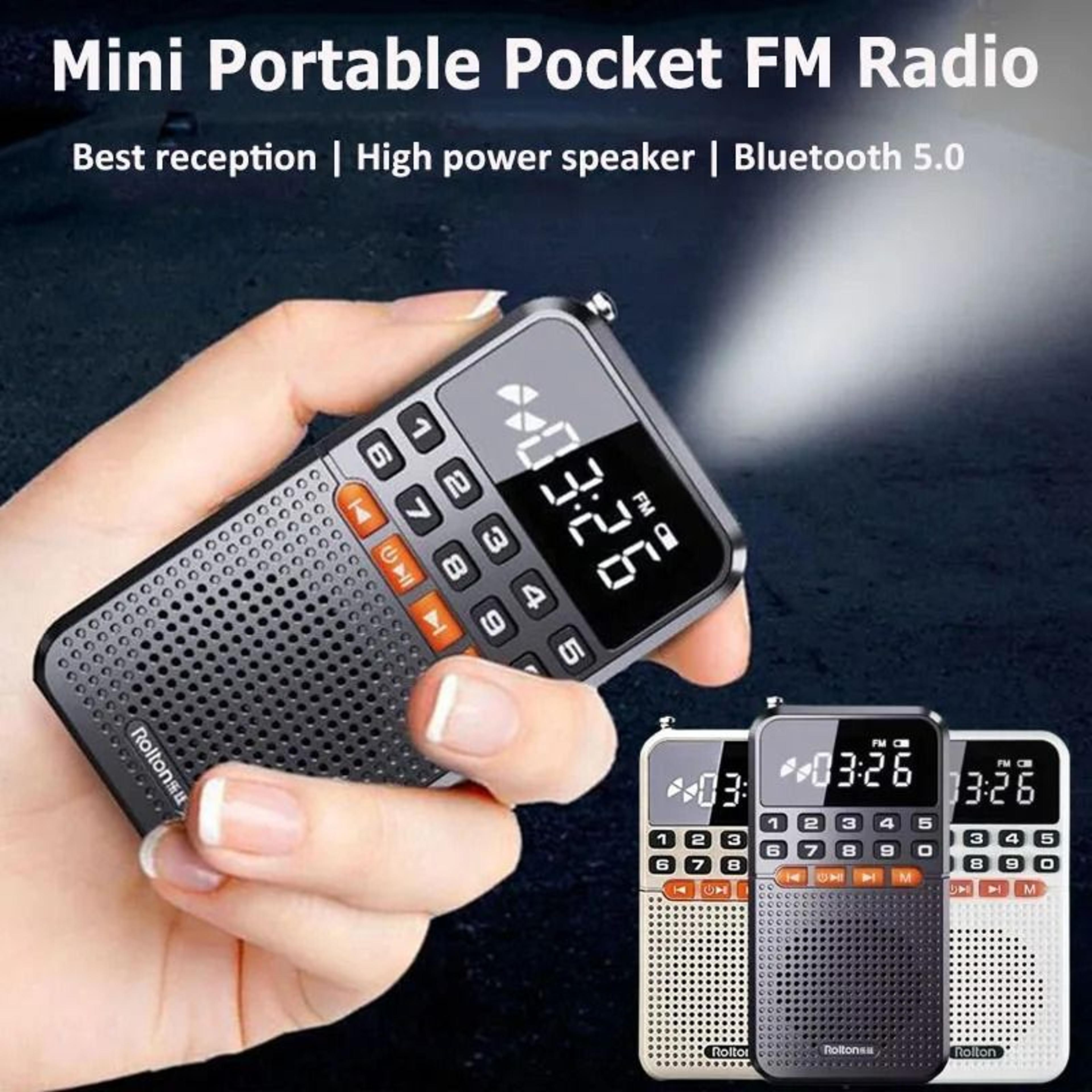 mini portable pocket radio with dual antenna bluetooth speaker and led display