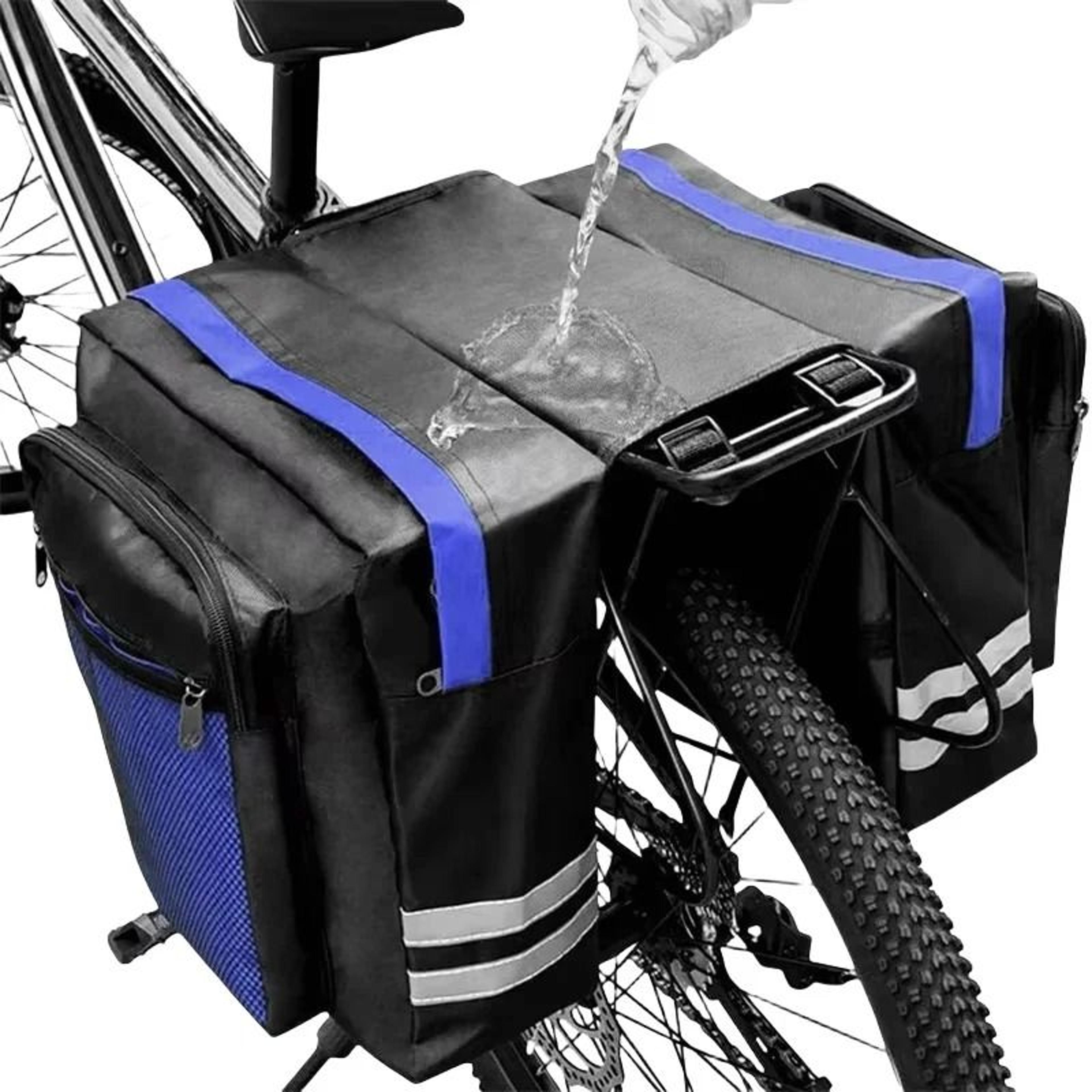 high capacity double sided bicycle rear rack luggage bag for cycling commuting and touring