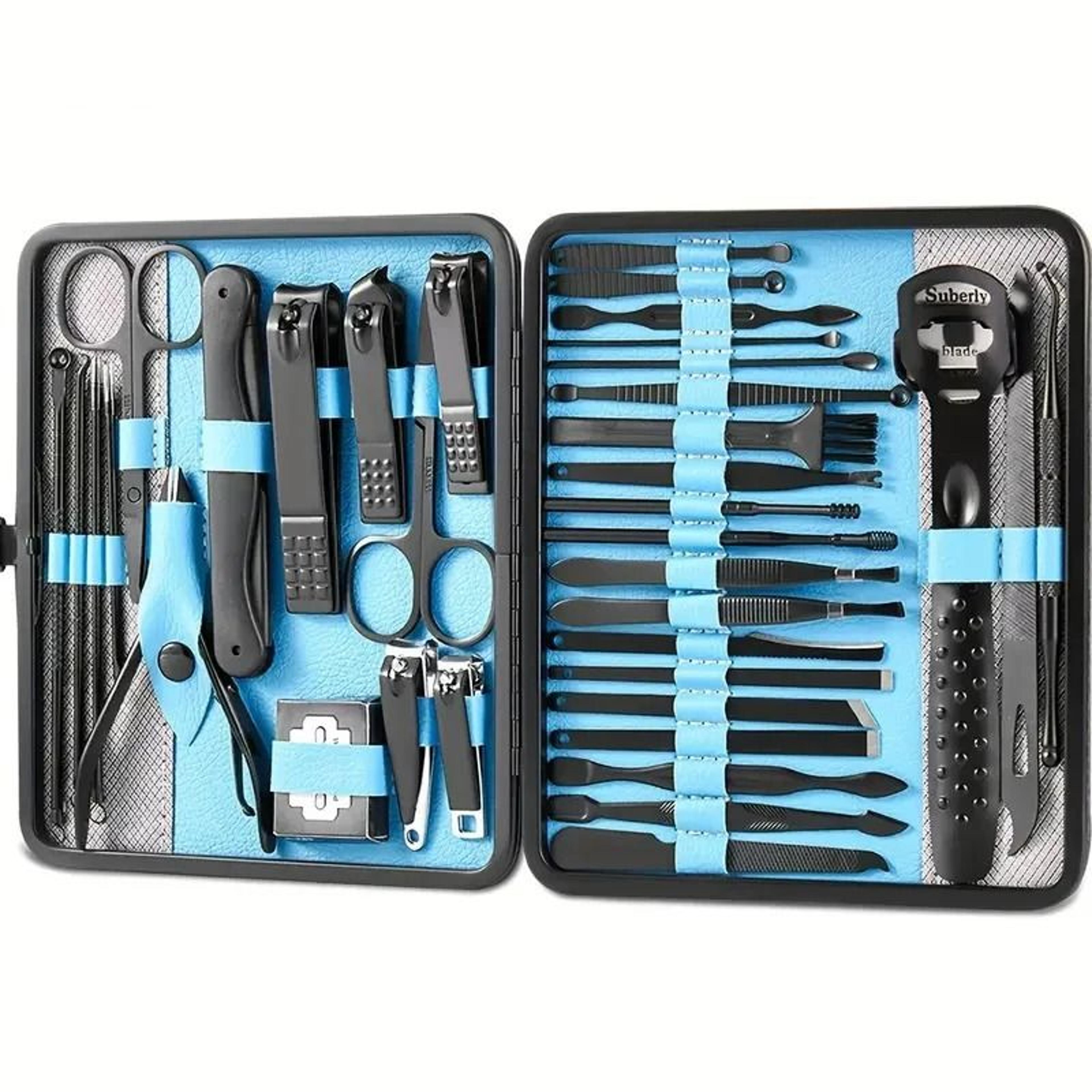 36 piece professional manicure and pedicure kit with scissors nail files and travel case