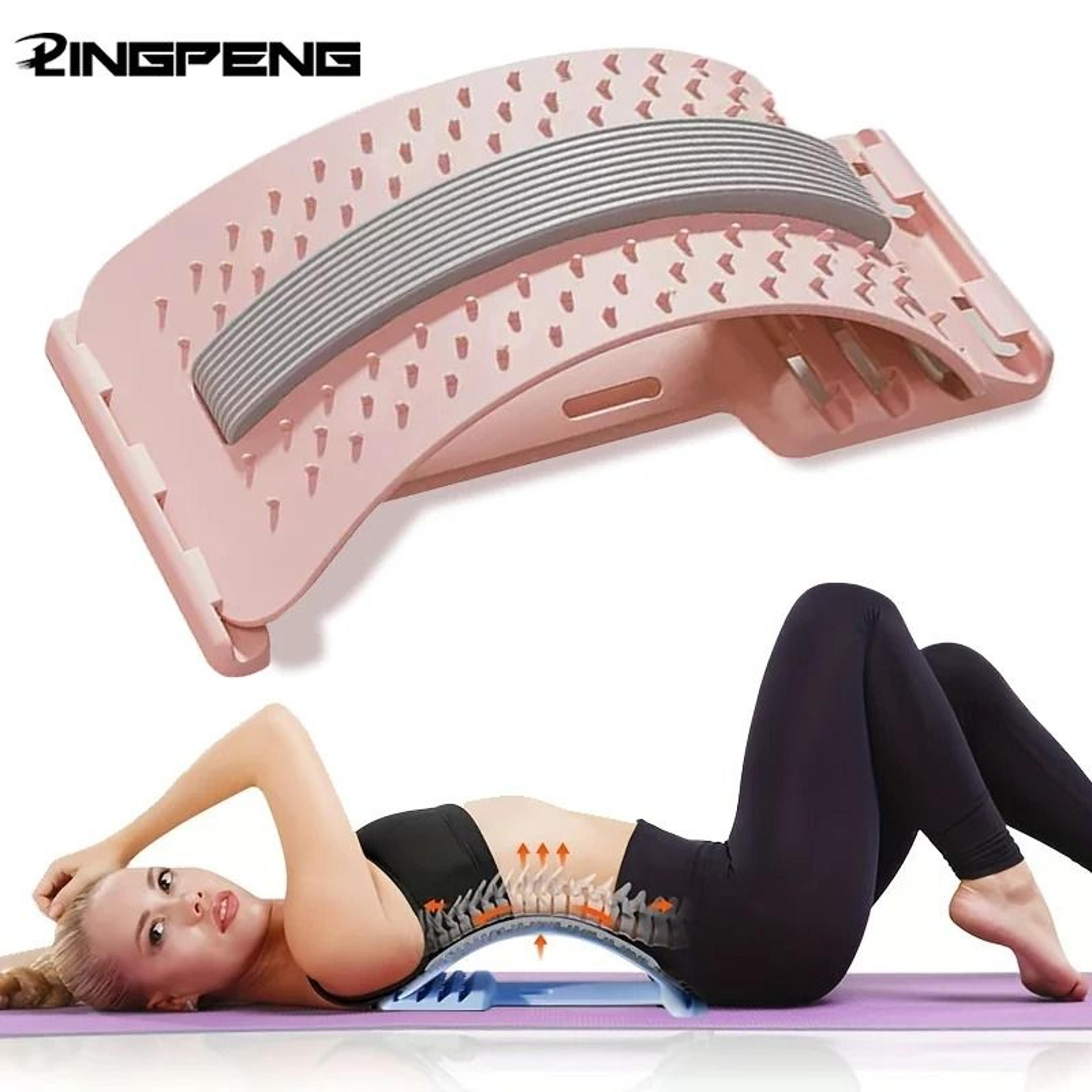 lumbar stretching massager and spine correction device for back relief and yoga