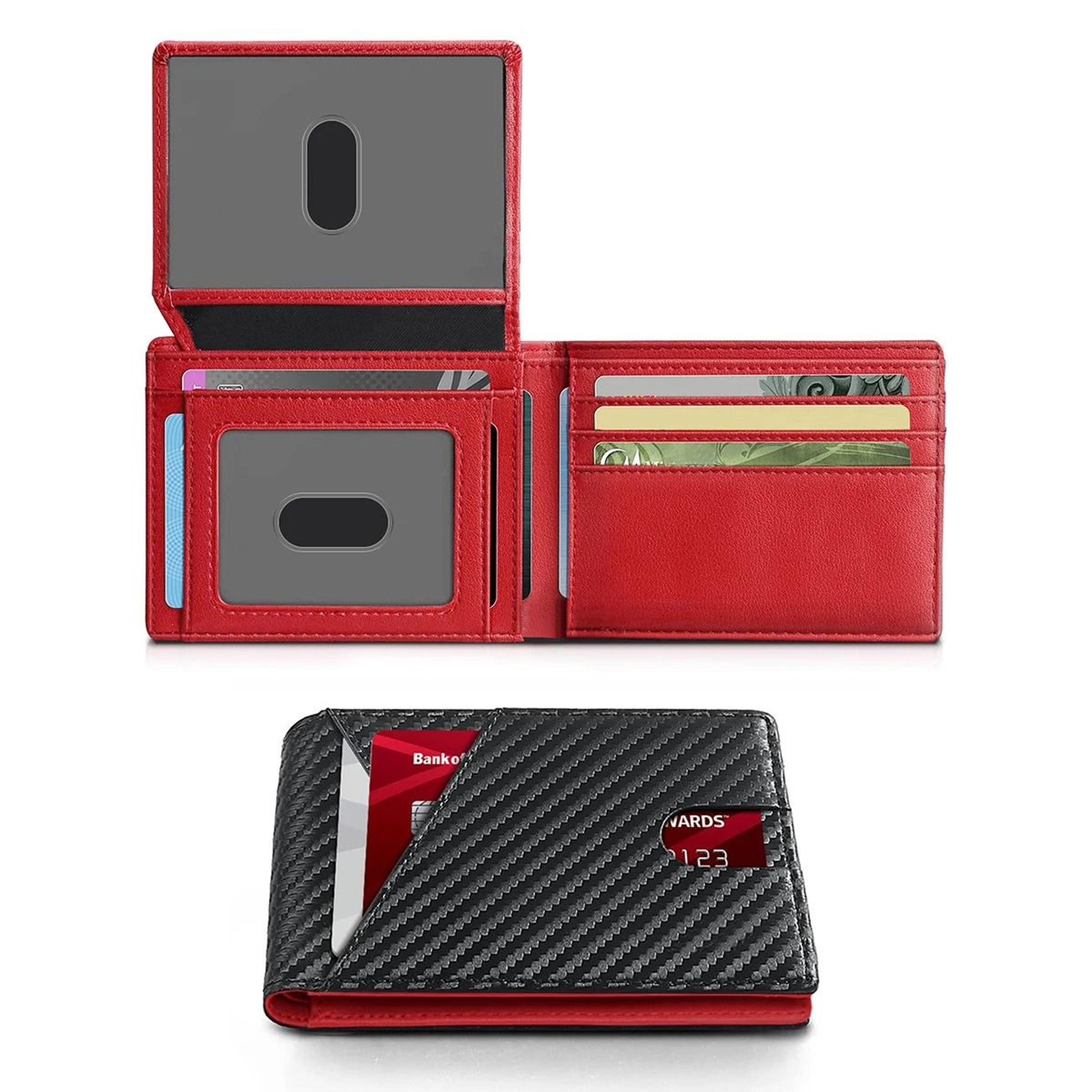 rfid ultra thin carbon fiber trifold wallet with 8 card slots
