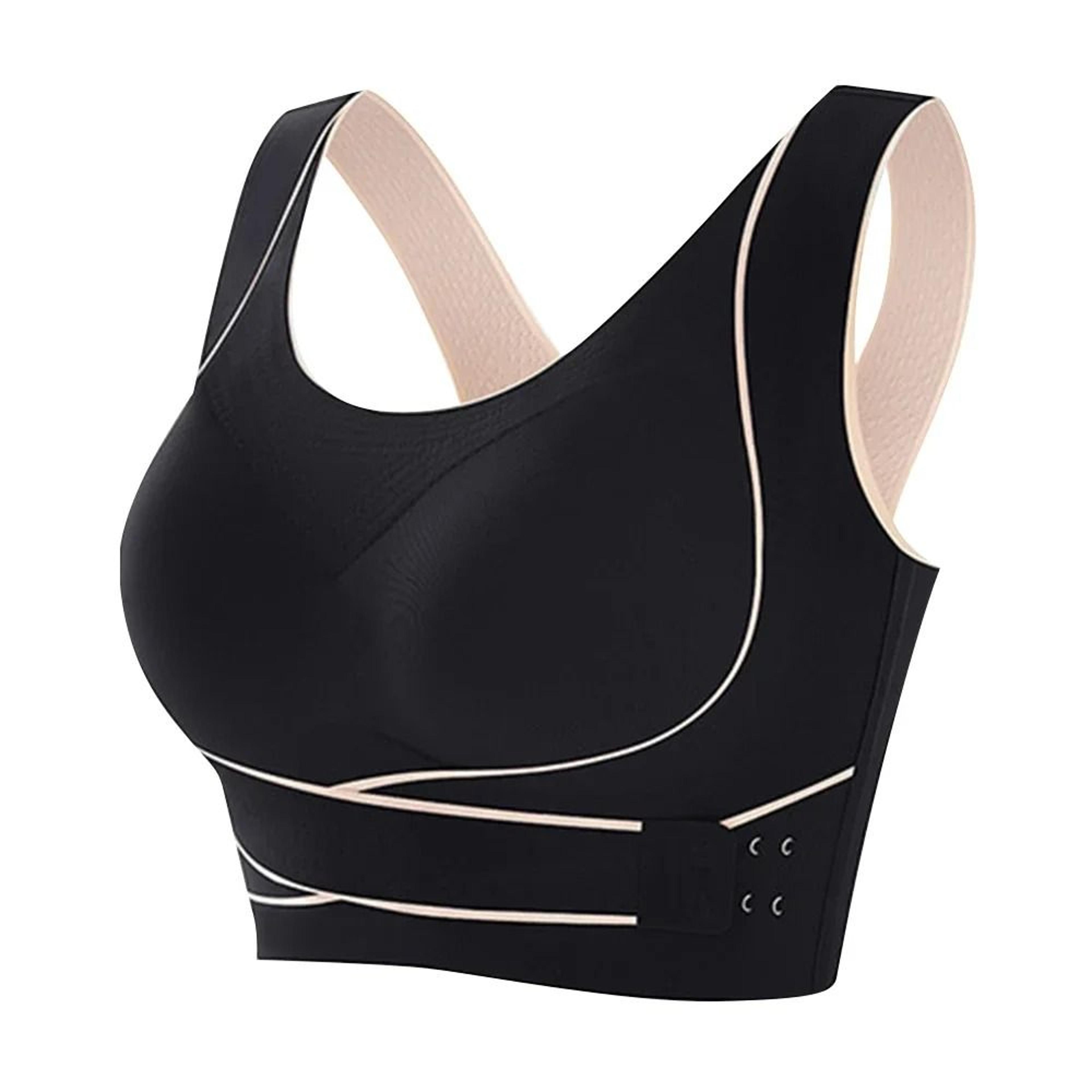 sports bra front adjustable buckle wireless padded breathable top