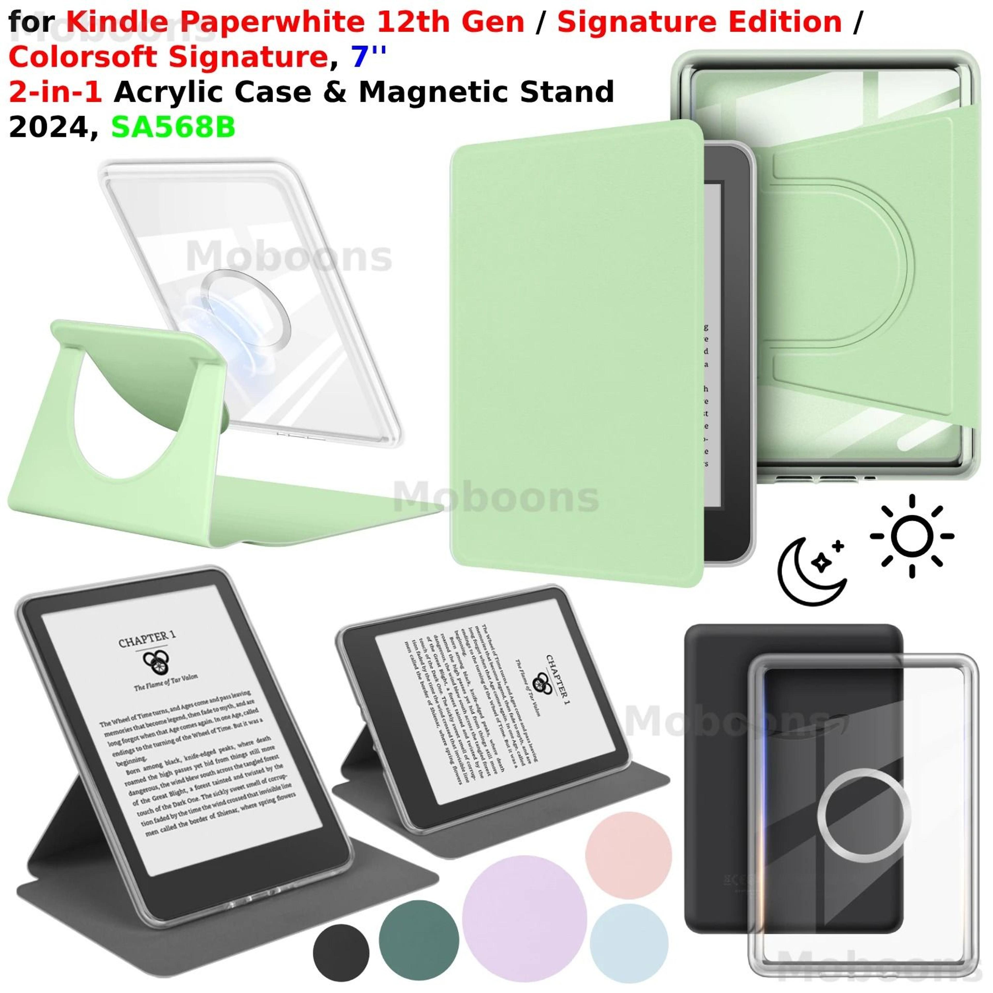 kindle 12th gen 2024 case magnetic stand 360 degree rotation detachable for colorsoft signature edition