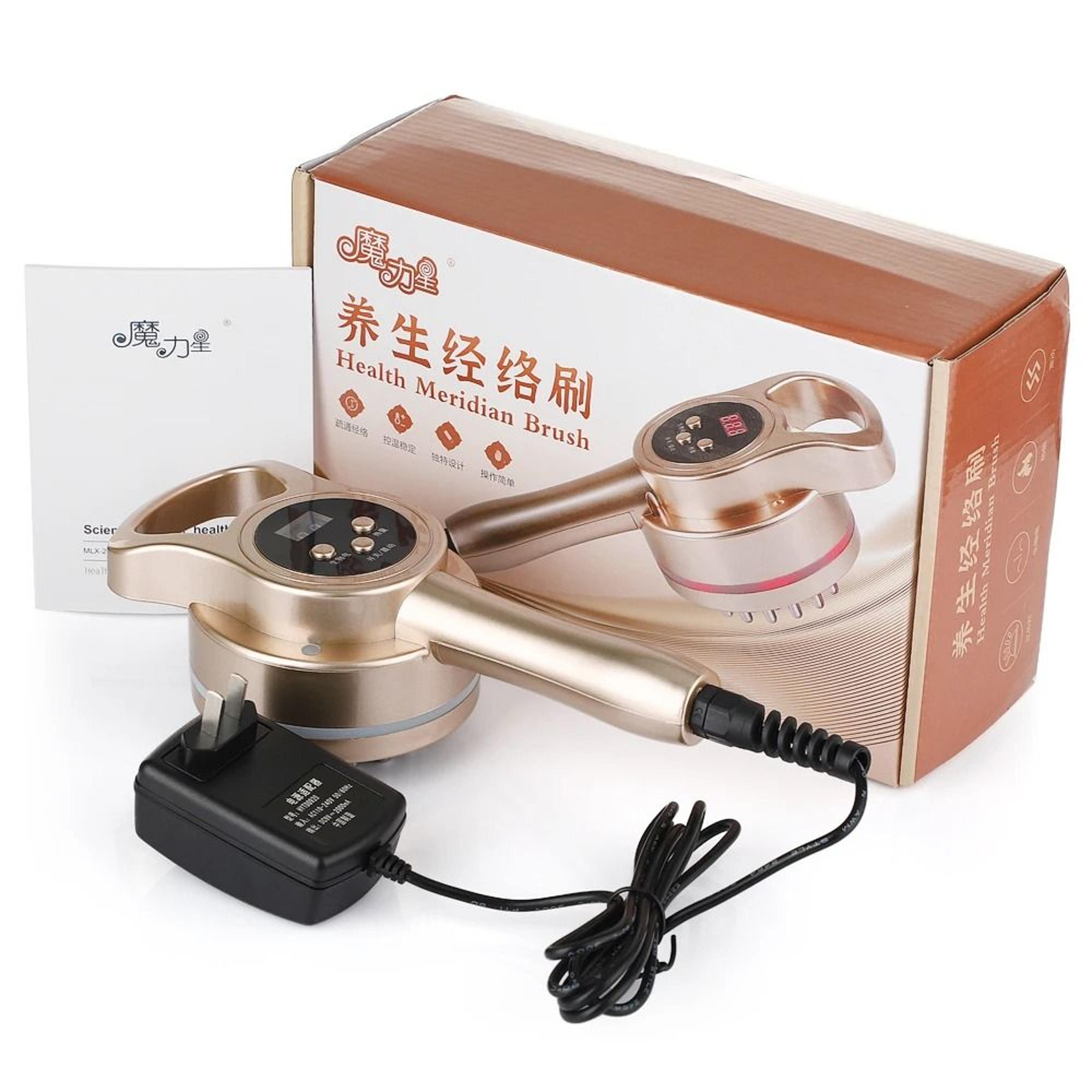 electric meridian brush body slimming heating massage device with microcurrent and guasha