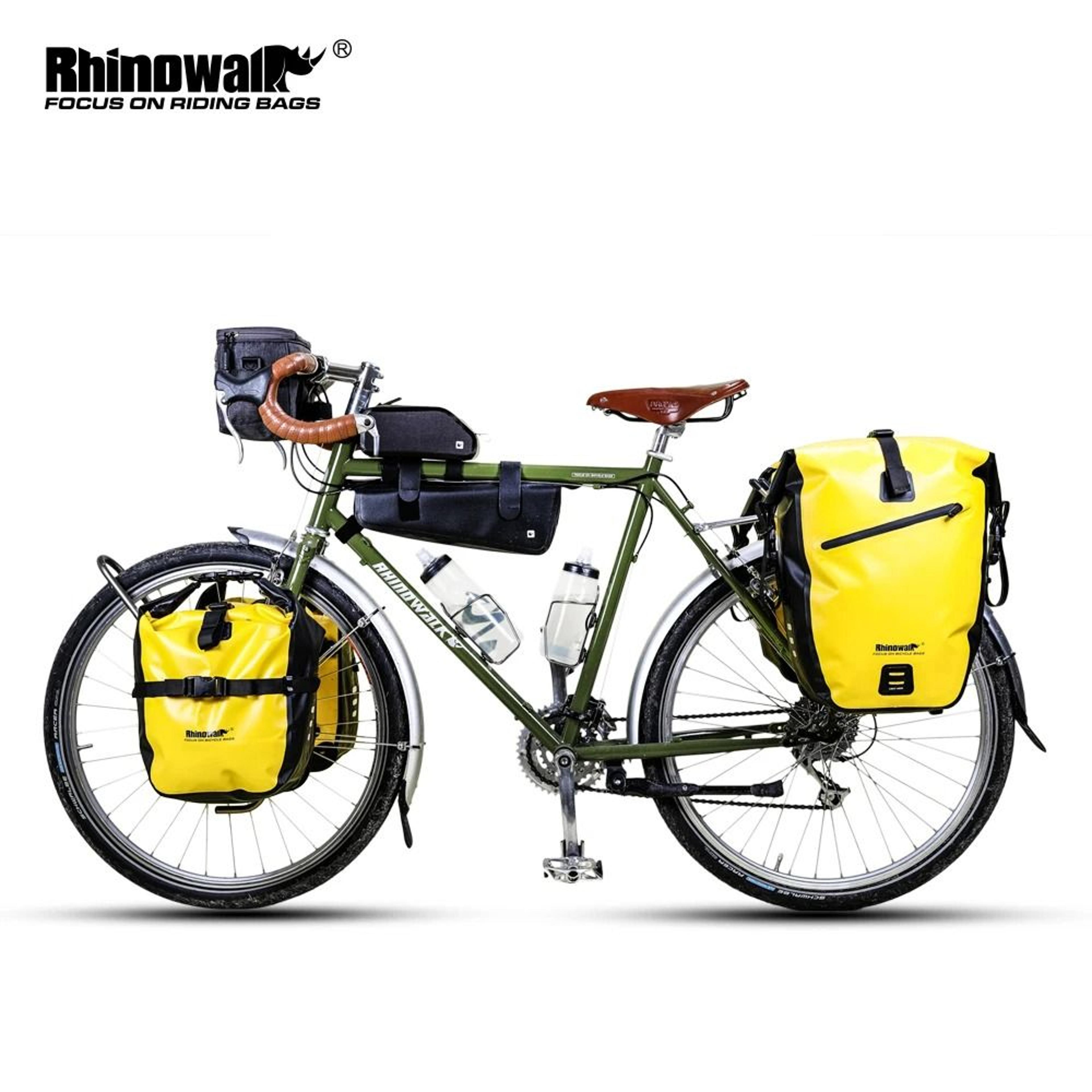 rhinowalk waterproof bike bag set with pannier handlebar and frame bags for long distance cycling