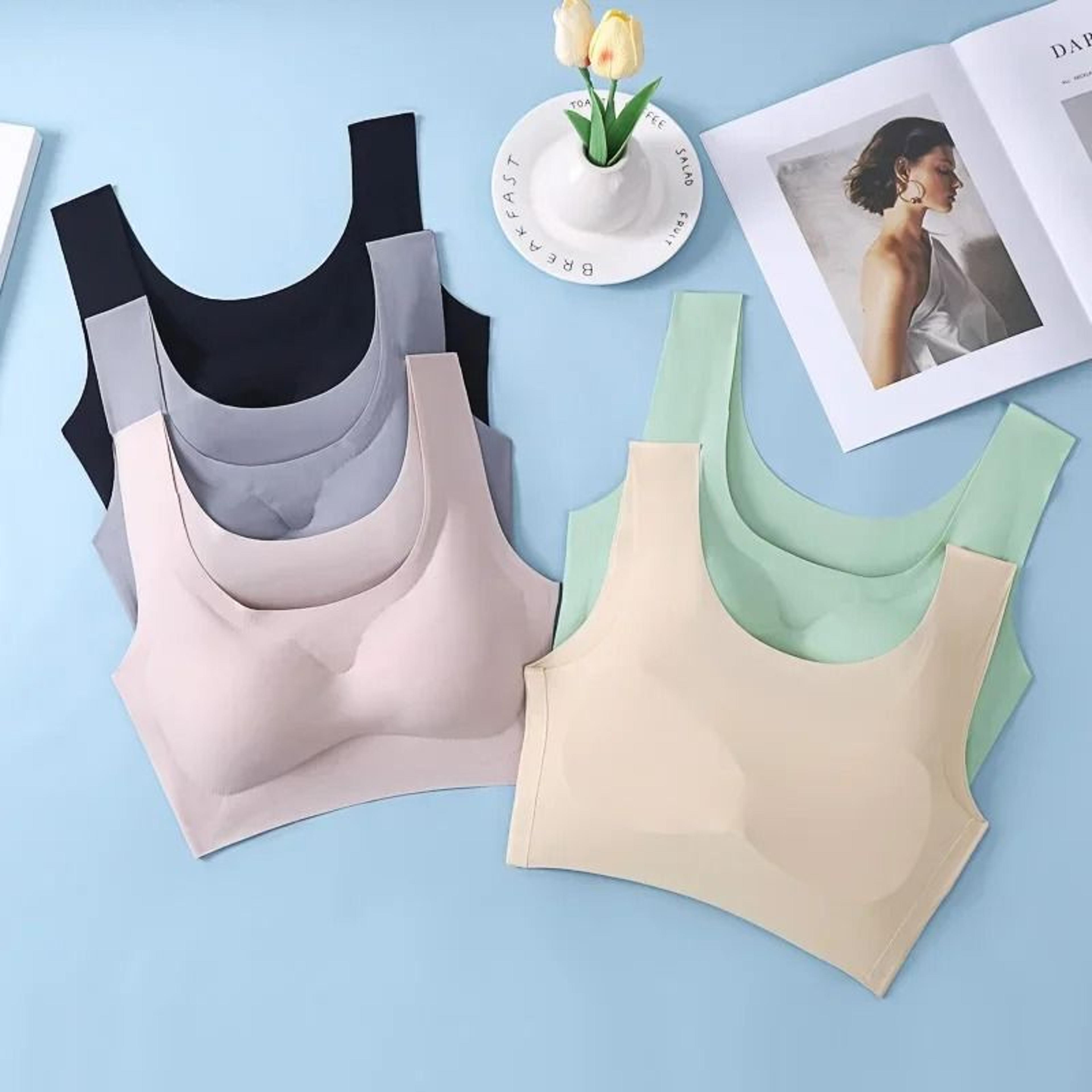 wire free sports bra seamless ice silk push up bra for women