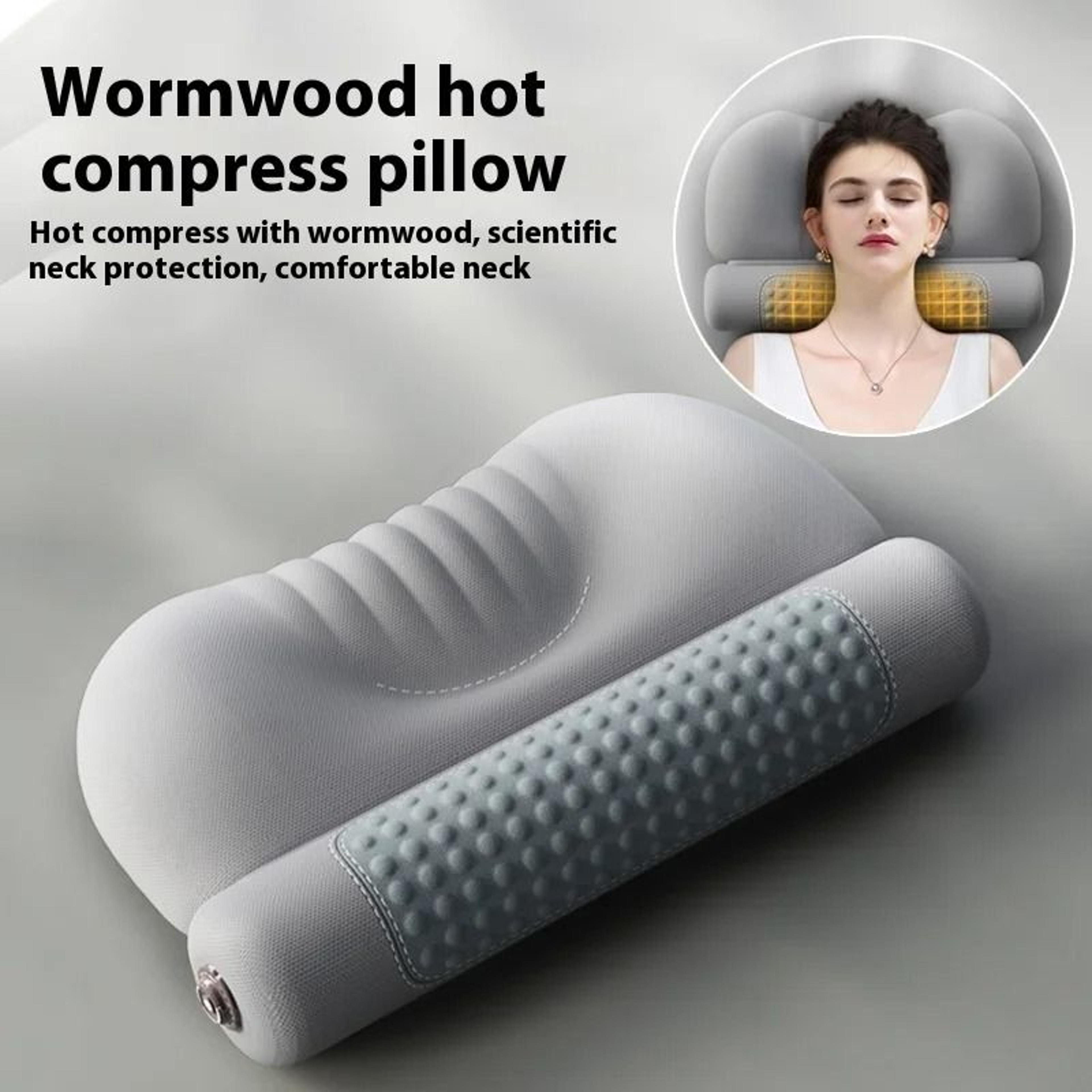 upgraded wormwood hot compress cervical pillow for neck heat therapy sleep support
