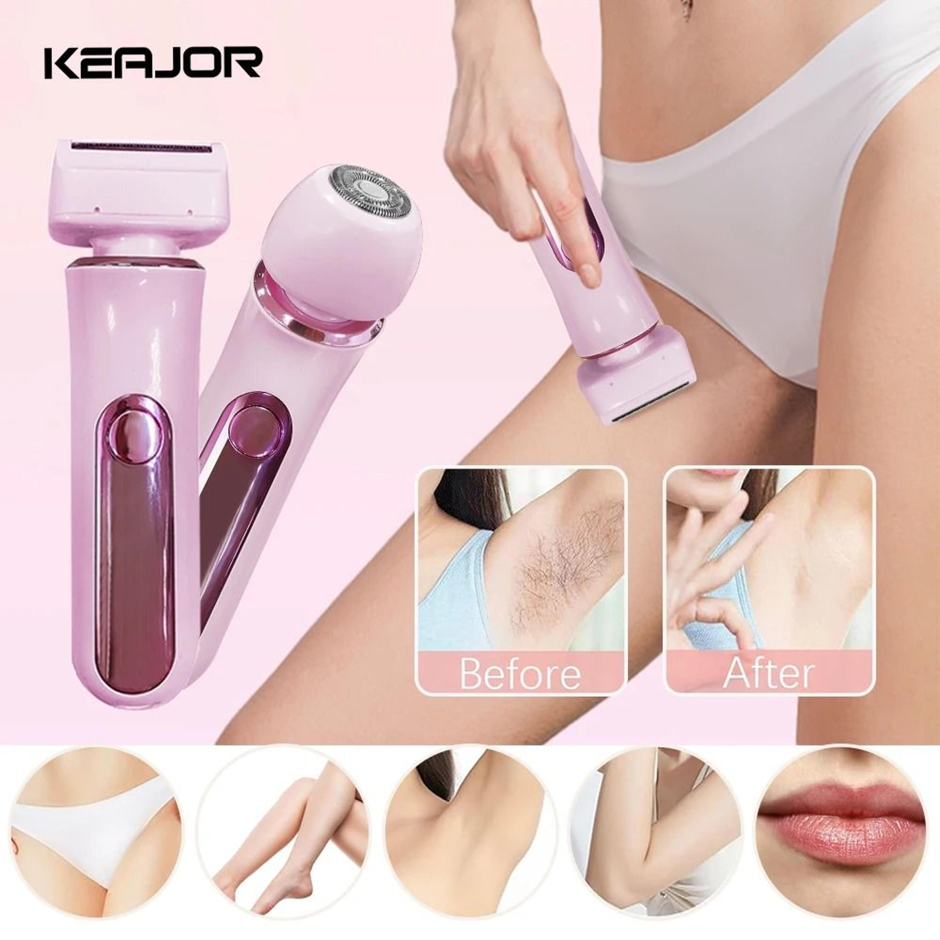 2 in 1 electric women shaver dual head hair remover for bikini body legs and face