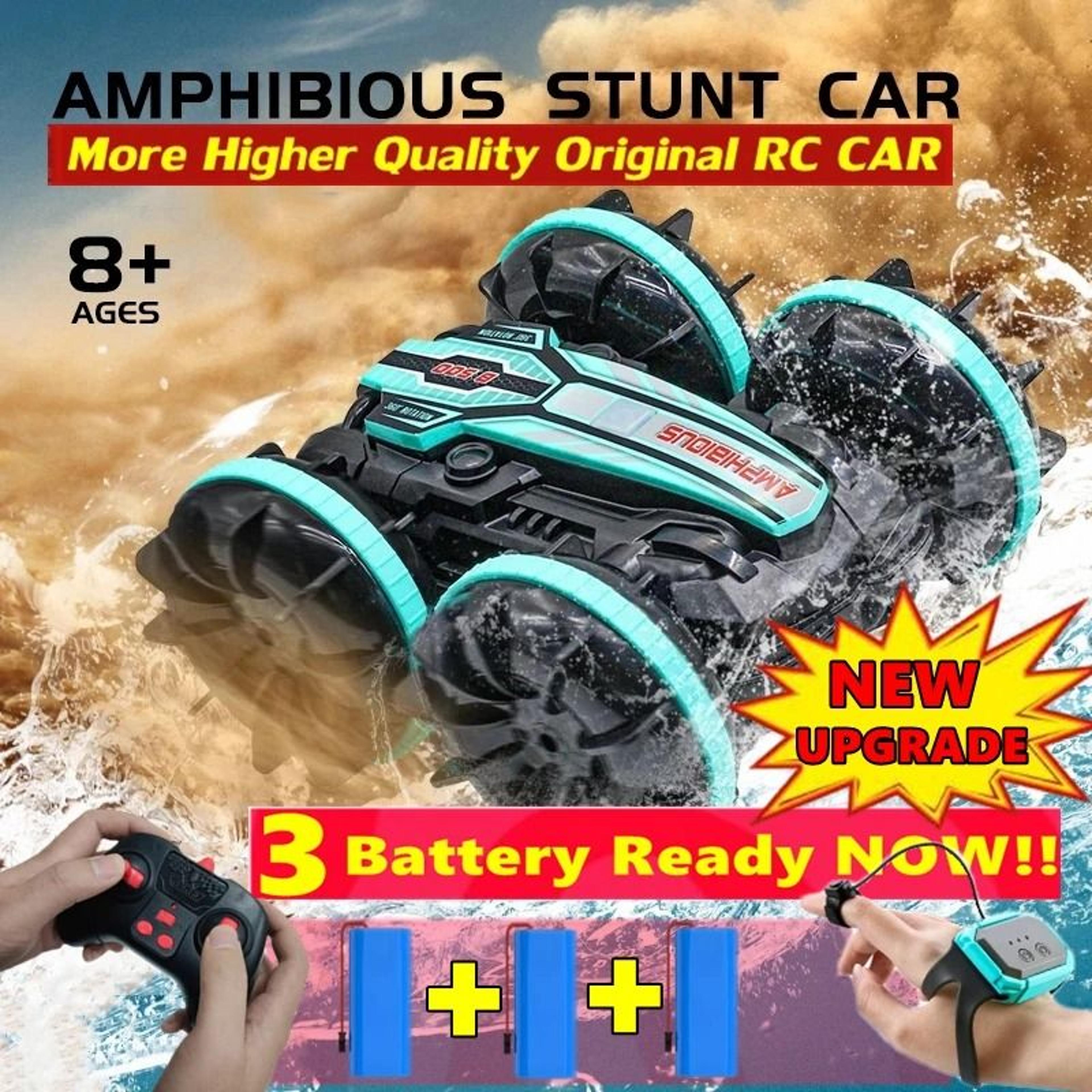 amphibious rc car remote control stunt vehicle with double sided flip and 4wd drift for kids