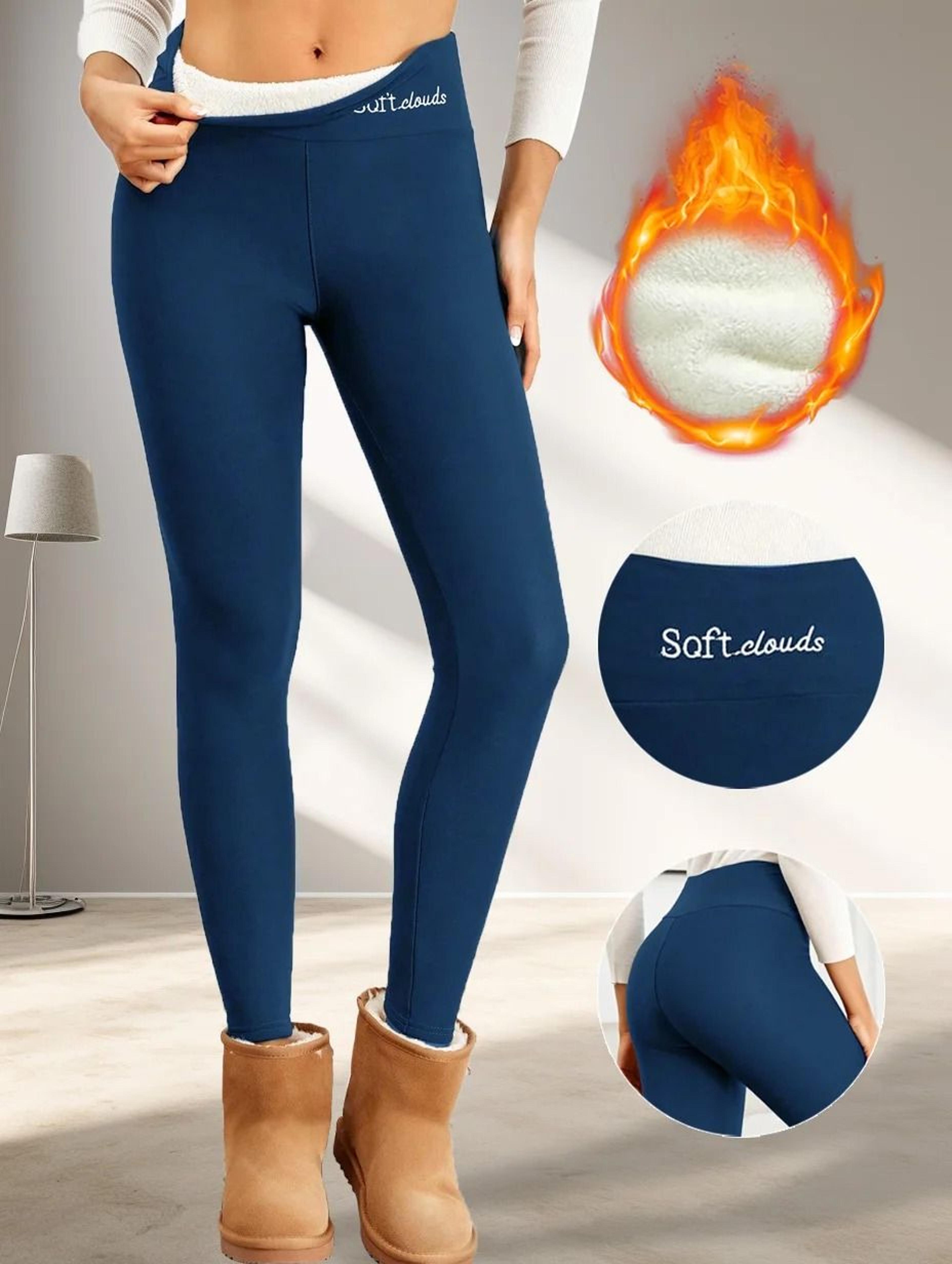 blue thick winter leggings women high waist warm velvet pants