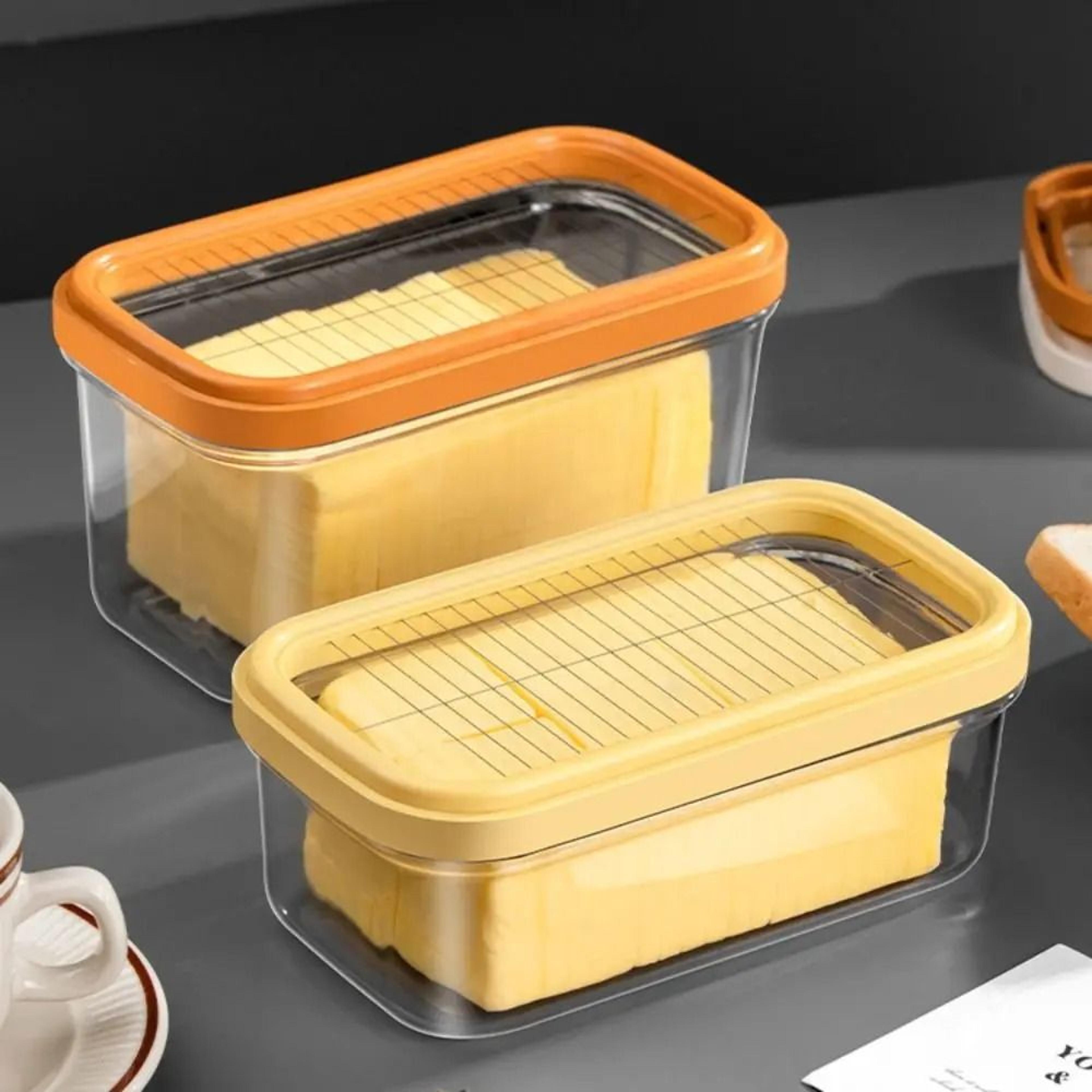 household hand press butter keeper plastic butter slice container with sealing lid