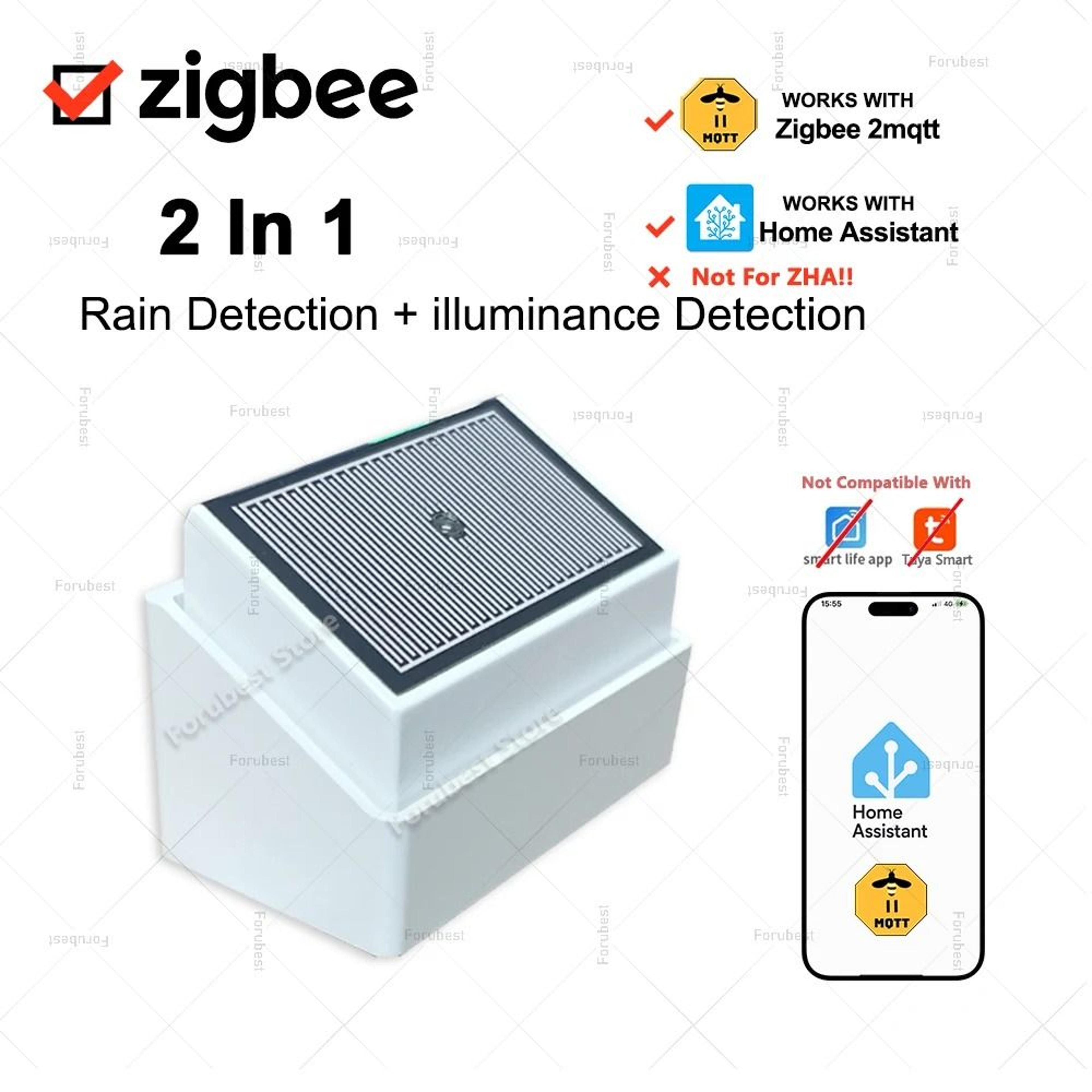2 in 1 zigbee rain sensor with illuminance detection real time monitoring