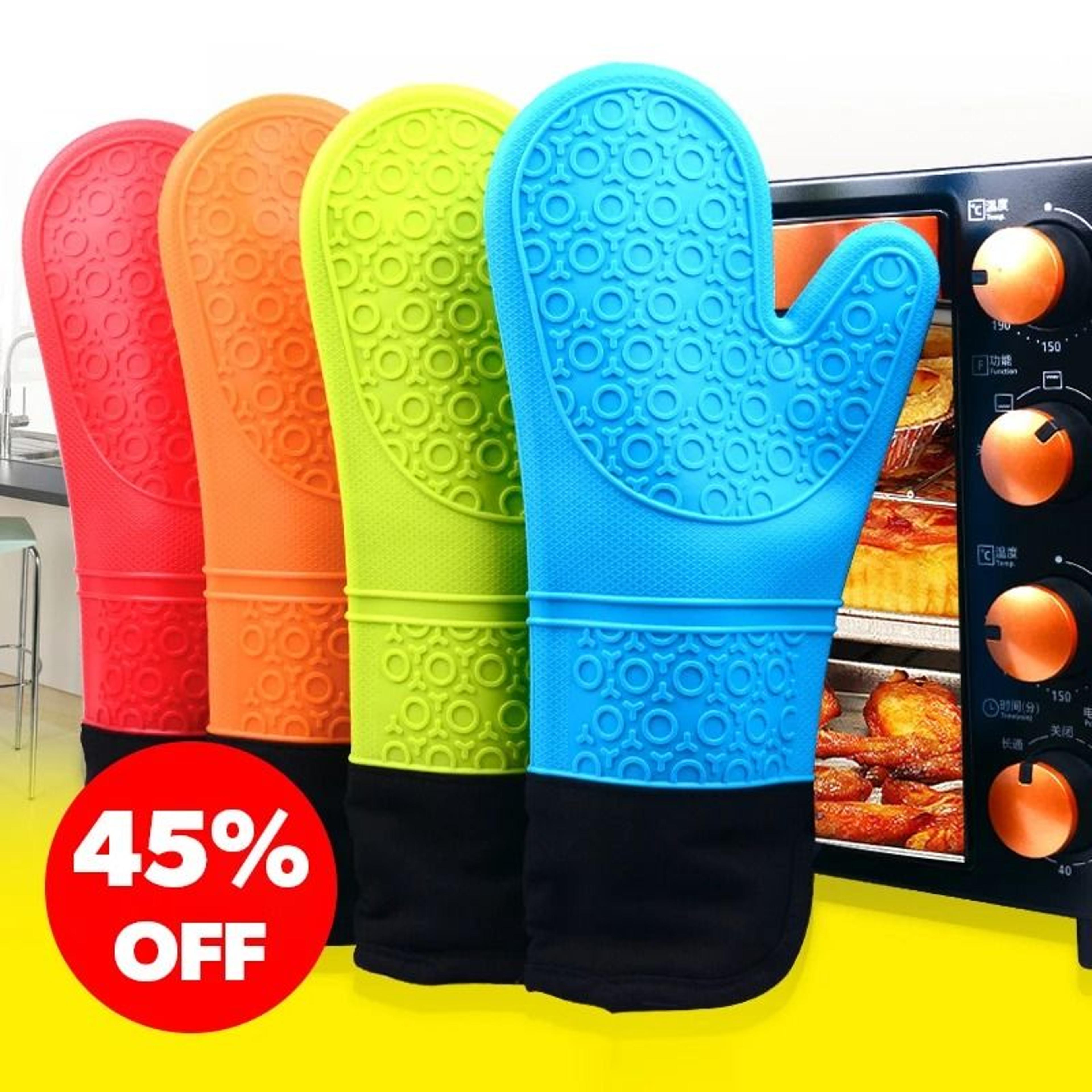 professional silicone oven gloves heat resistant non slip set
