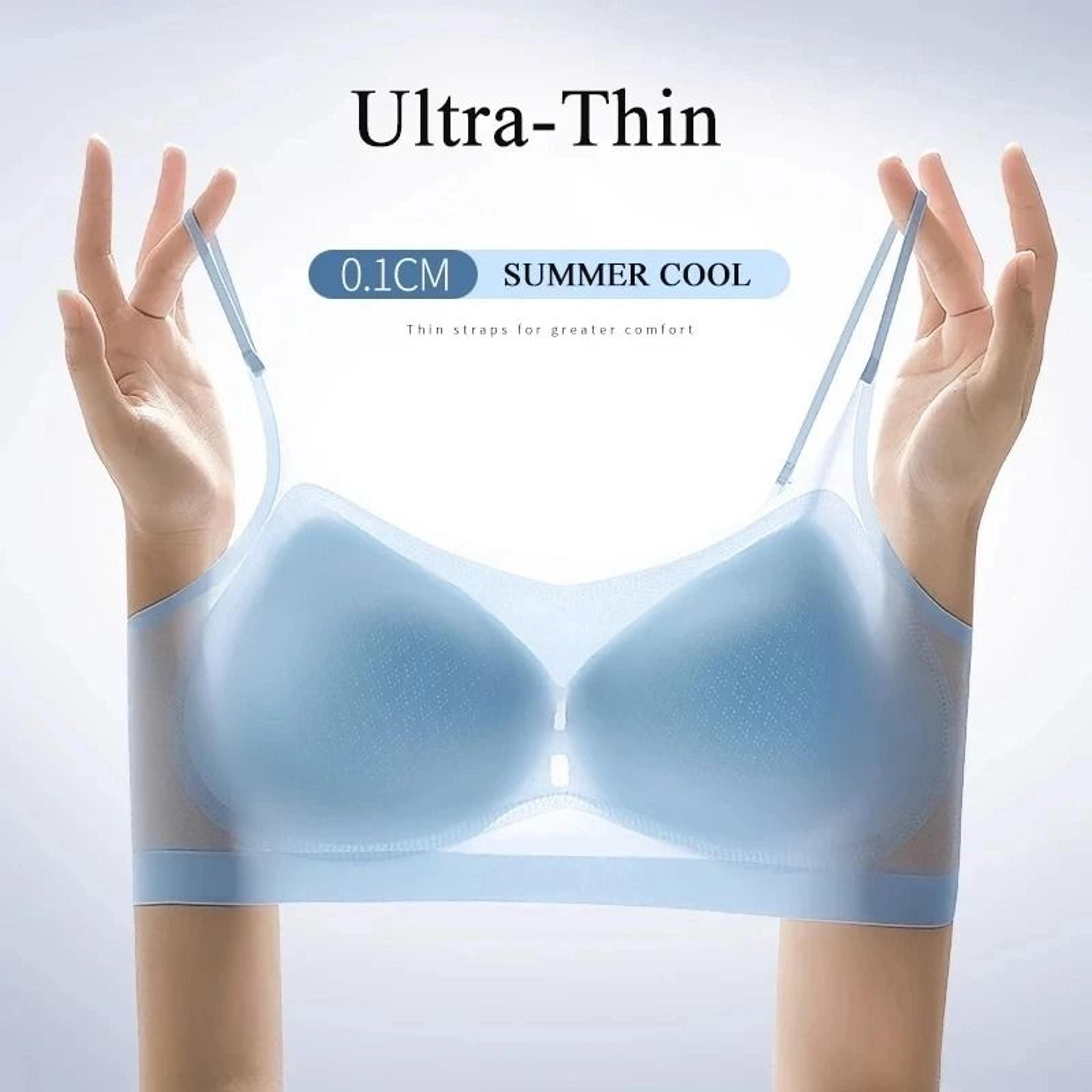 ultra thin ice silk bra women seamless halter vest u shaped back pull together