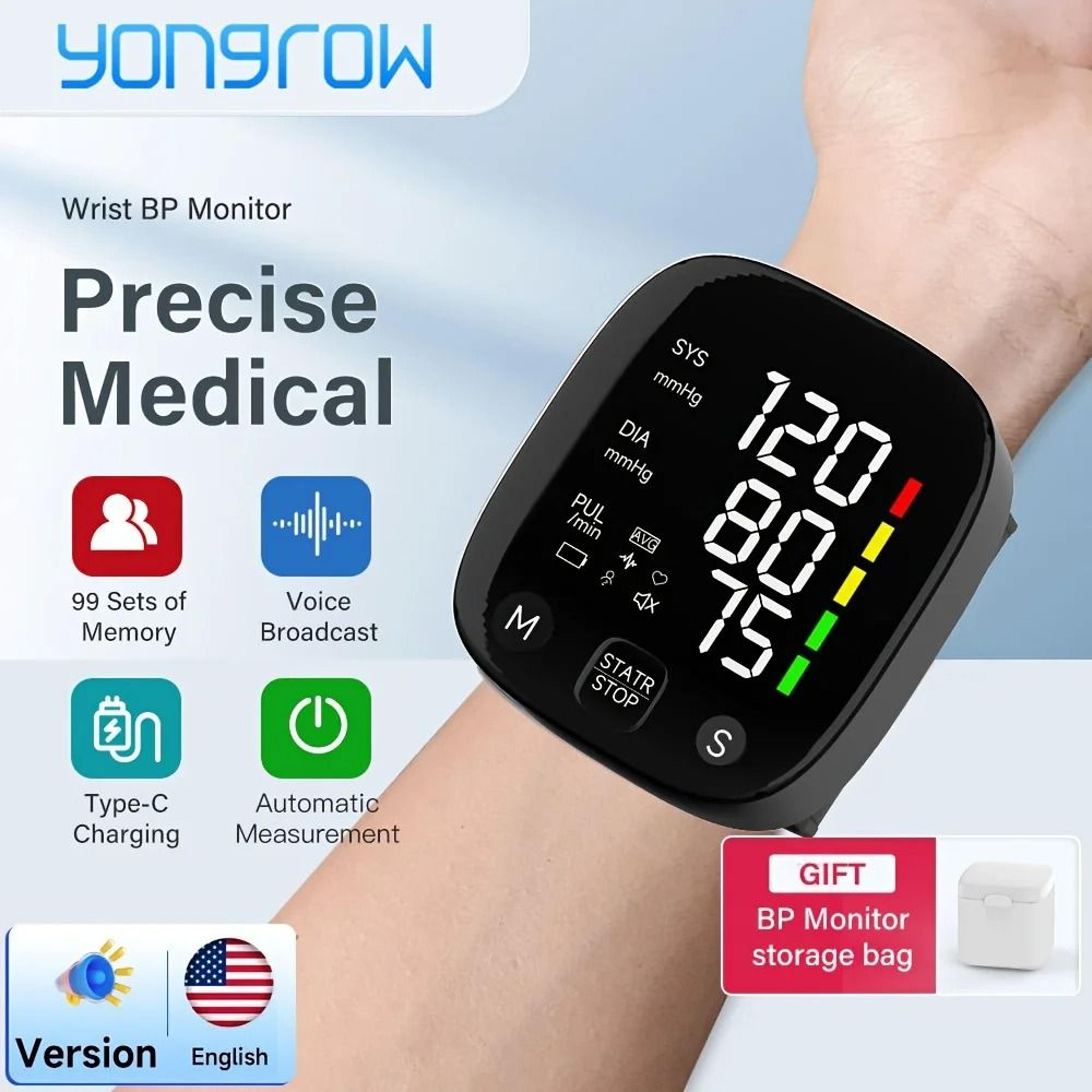rechargeable digital wrist blood pressure monitor with voice broadcast