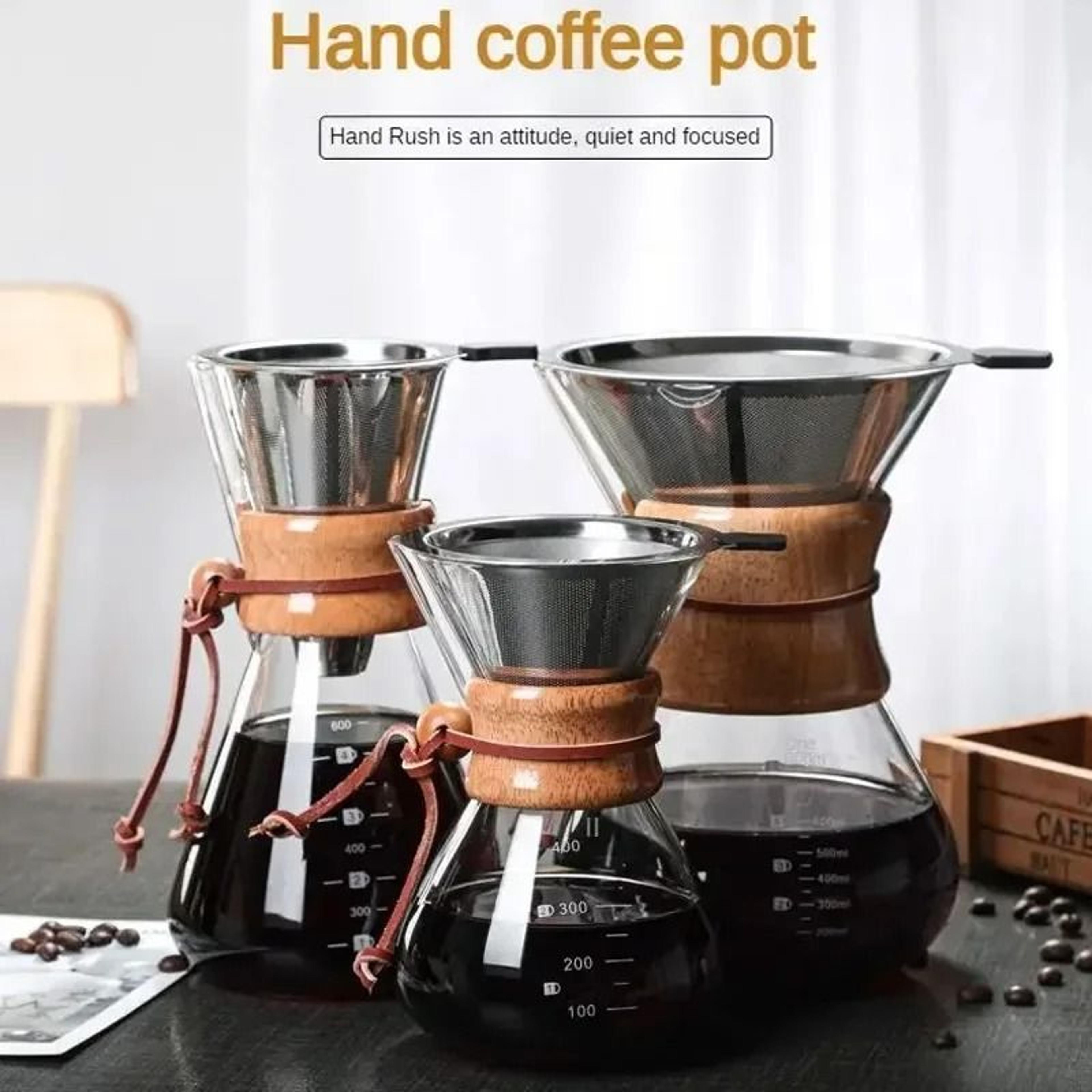 hand glass coffee kettle stainless steel filter pour over pot