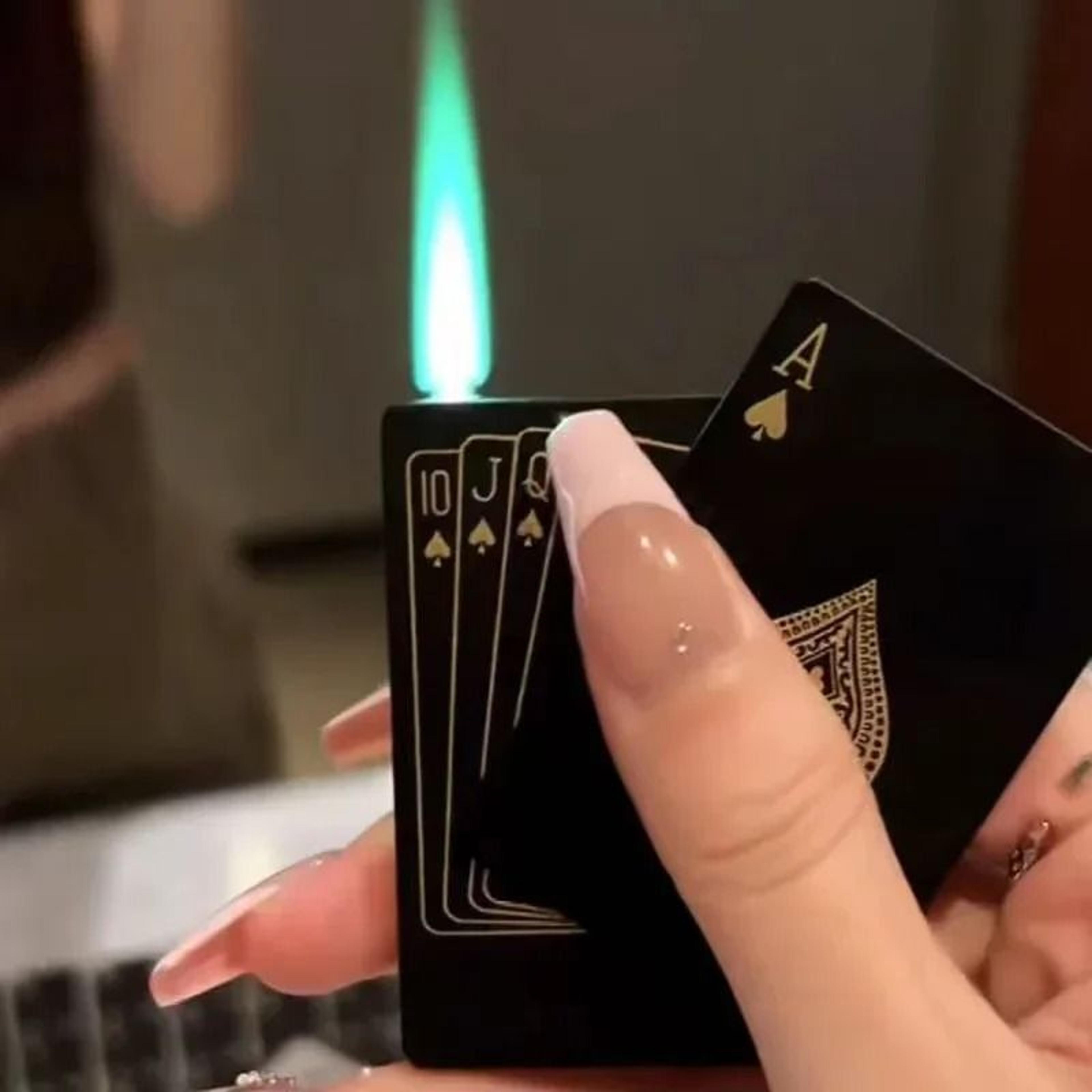 ace of spades playing card butane windproof metal lighter