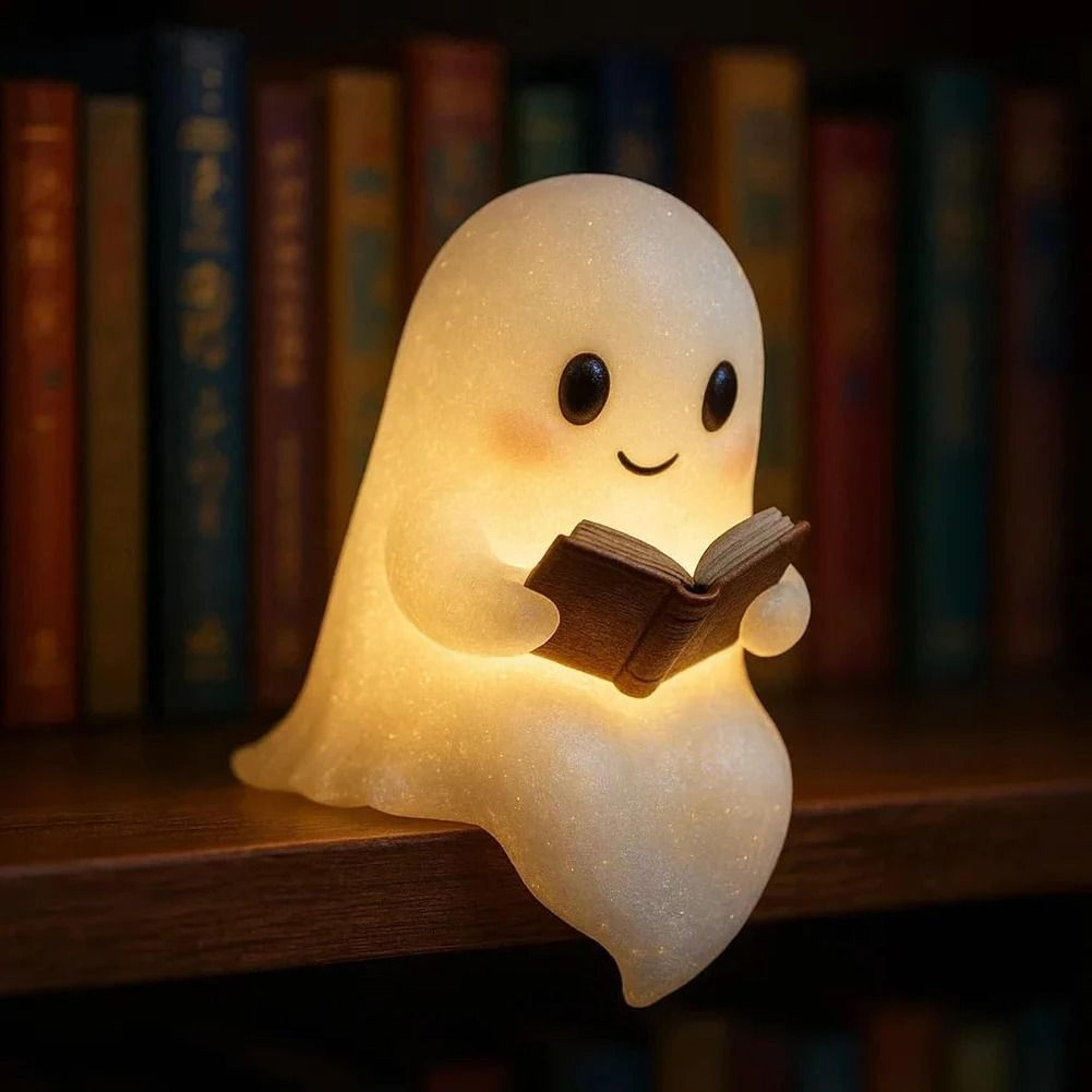 cute ghost 3d led reading lamp halloween night light for bedroom desk and home decor