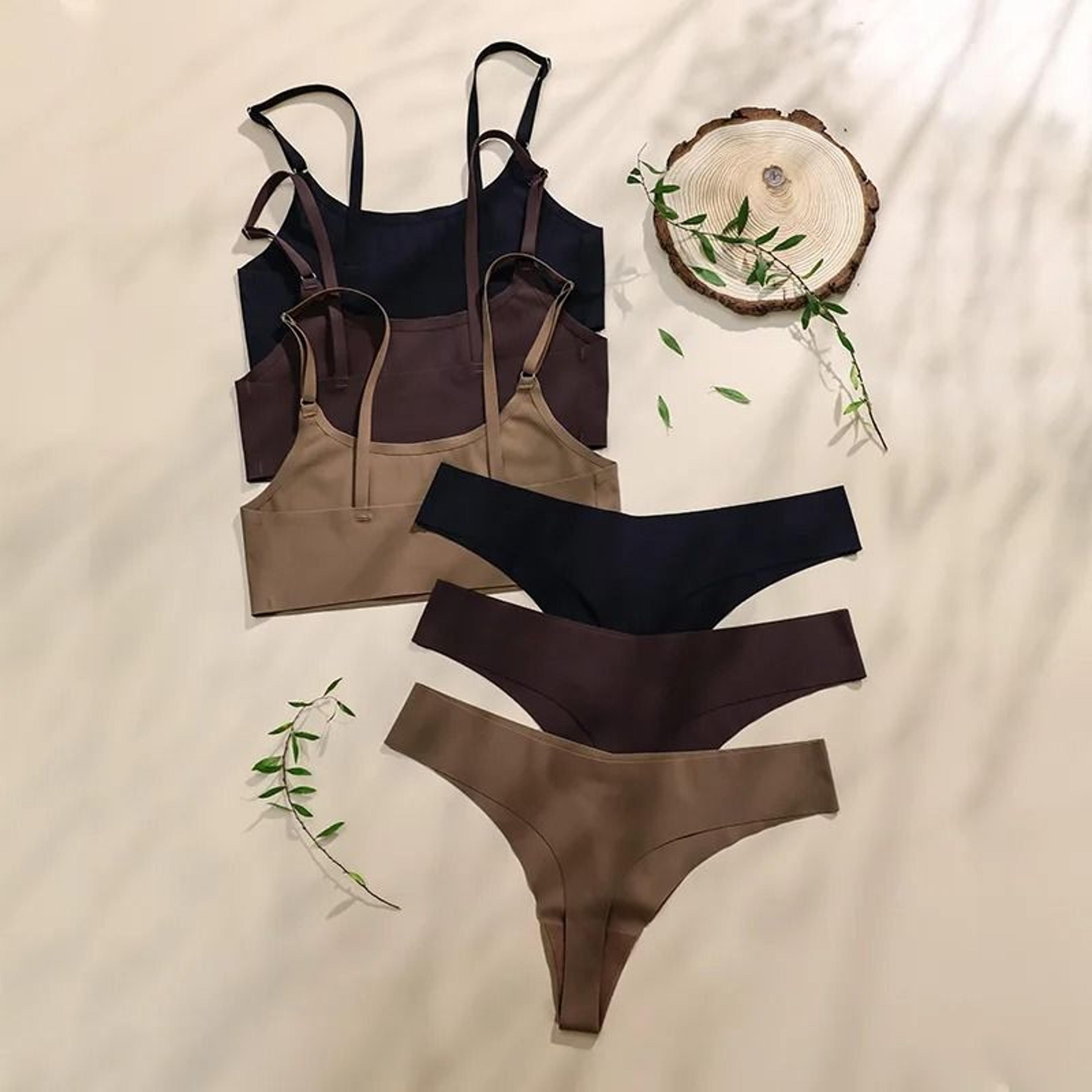 seamless wireless bra and underwear set with ice silk fabric for women