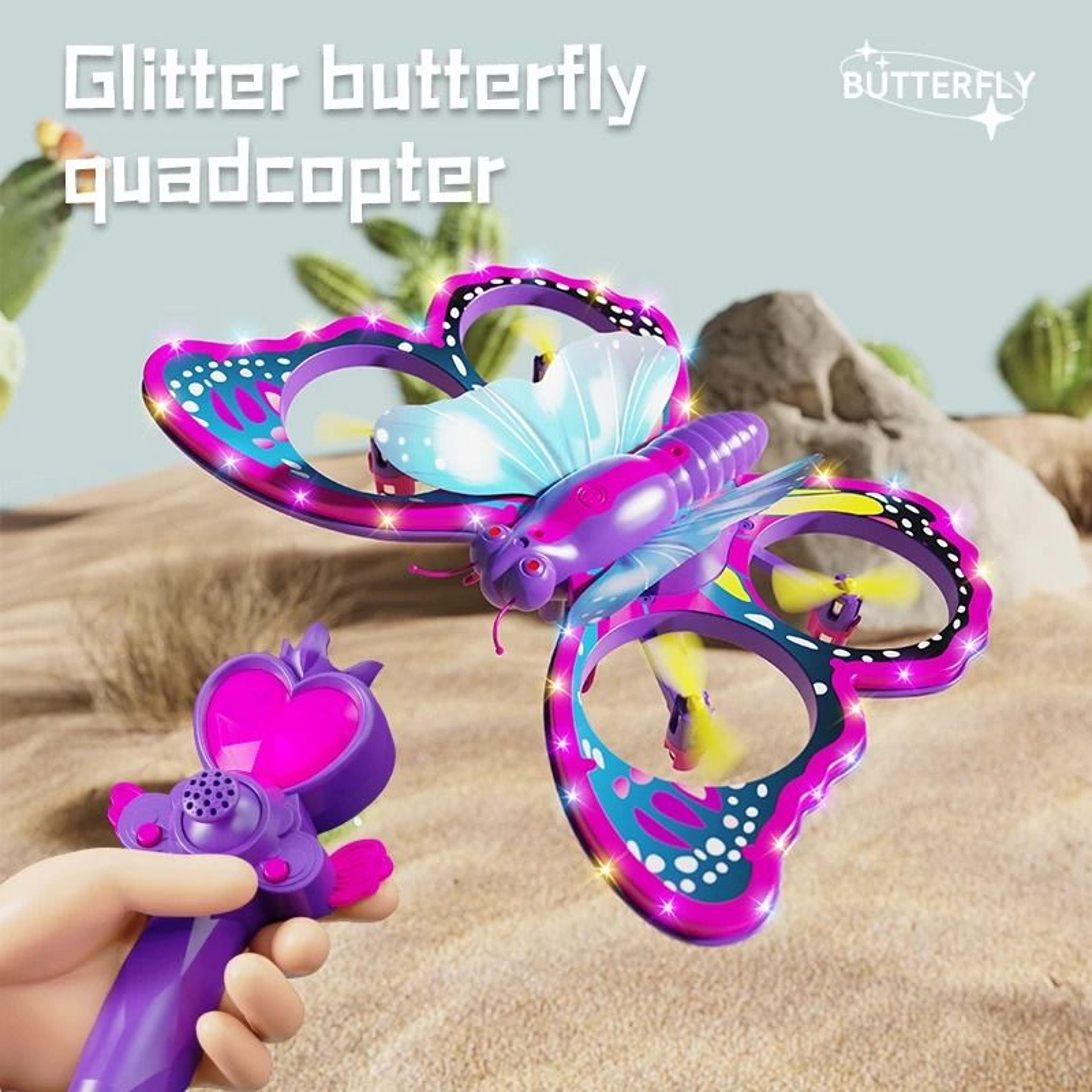 v40 glitter butterfly mini rc drone with 2.4ghz gravity control & led lights toy