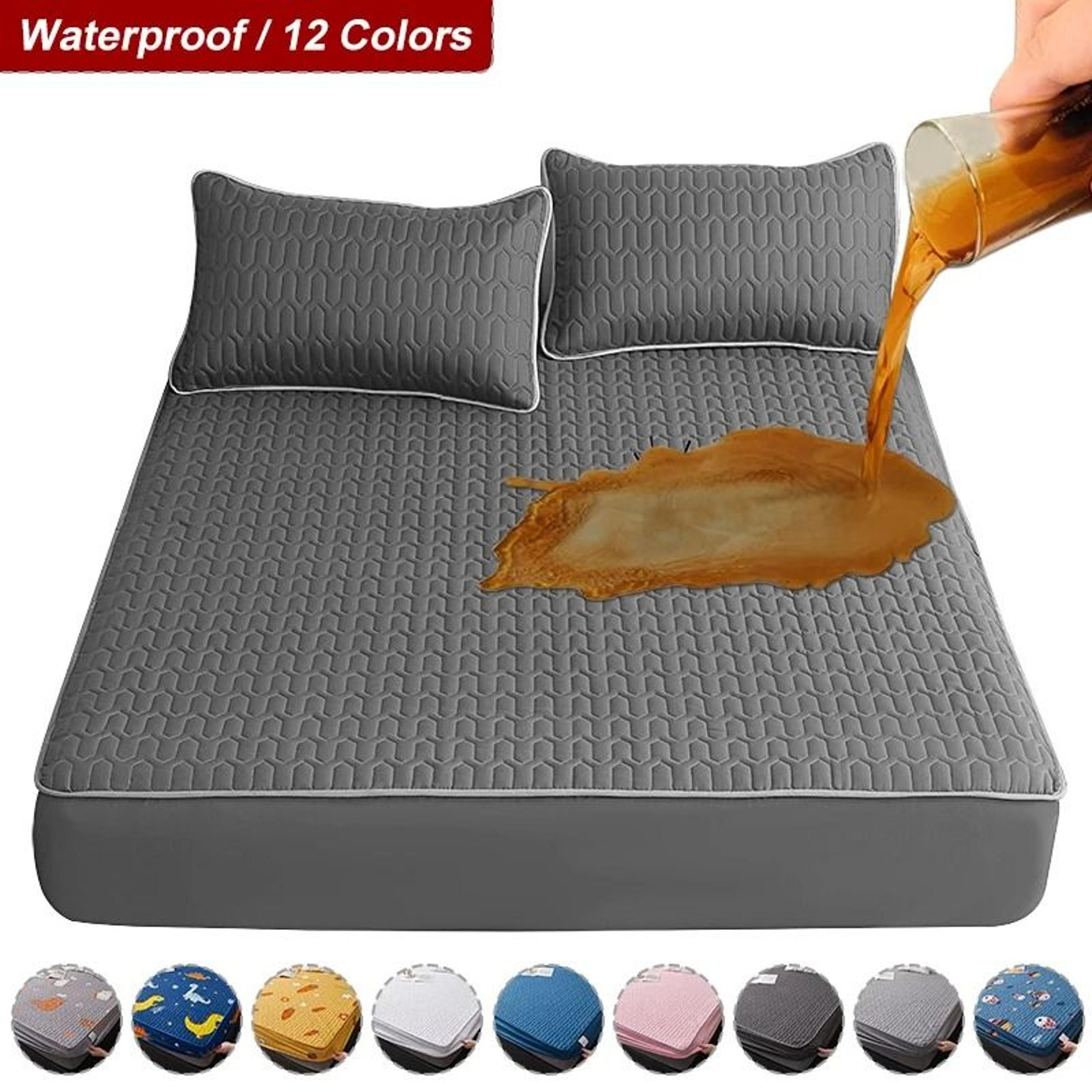waterproof quilted latex mattress protector pad fitted sheet style bed cover