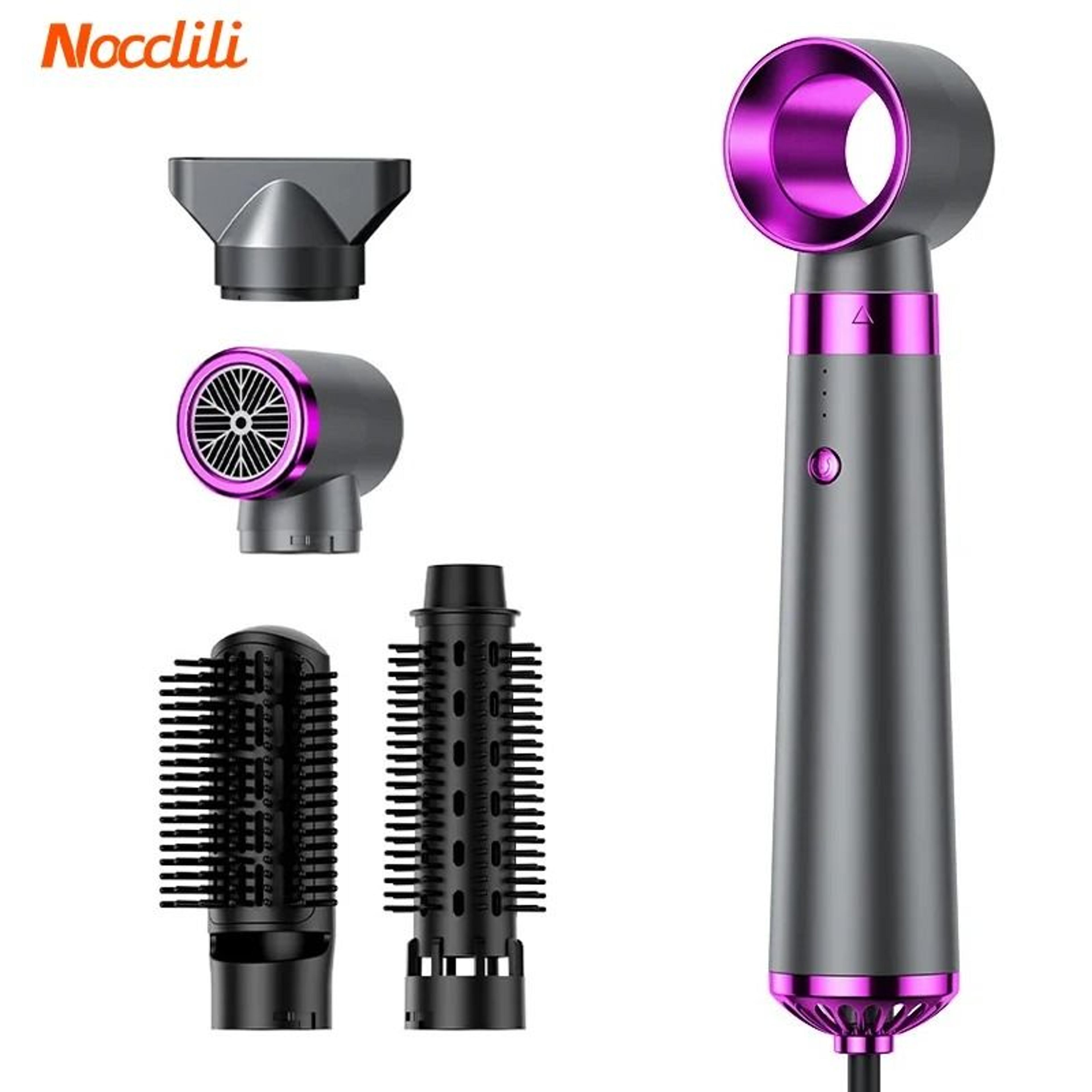 nocclili 5 in 1 hair dryer brush with interchangeable styling heads and negative ionic technology