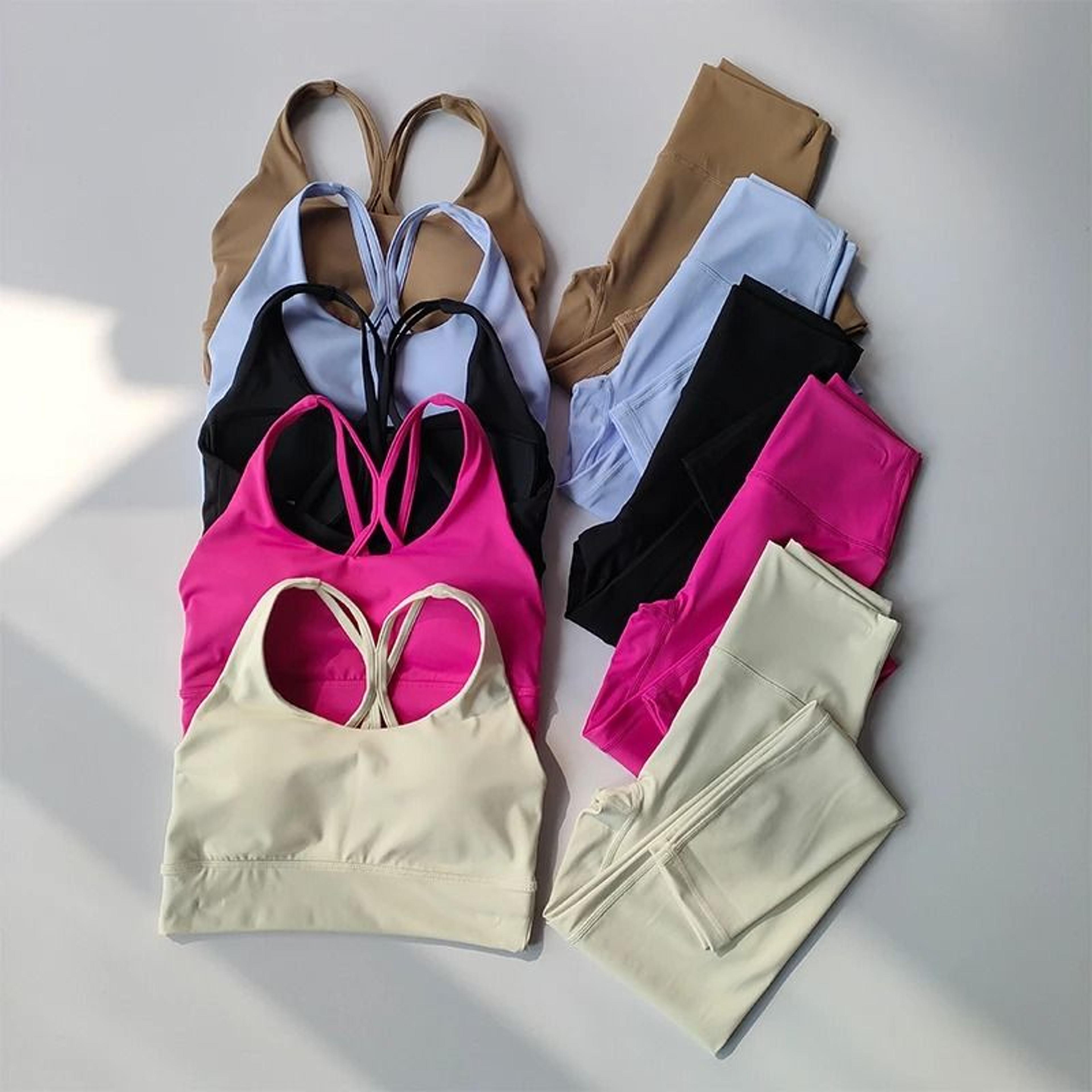 women high waist slimming yoga suit bra leggings tank top set