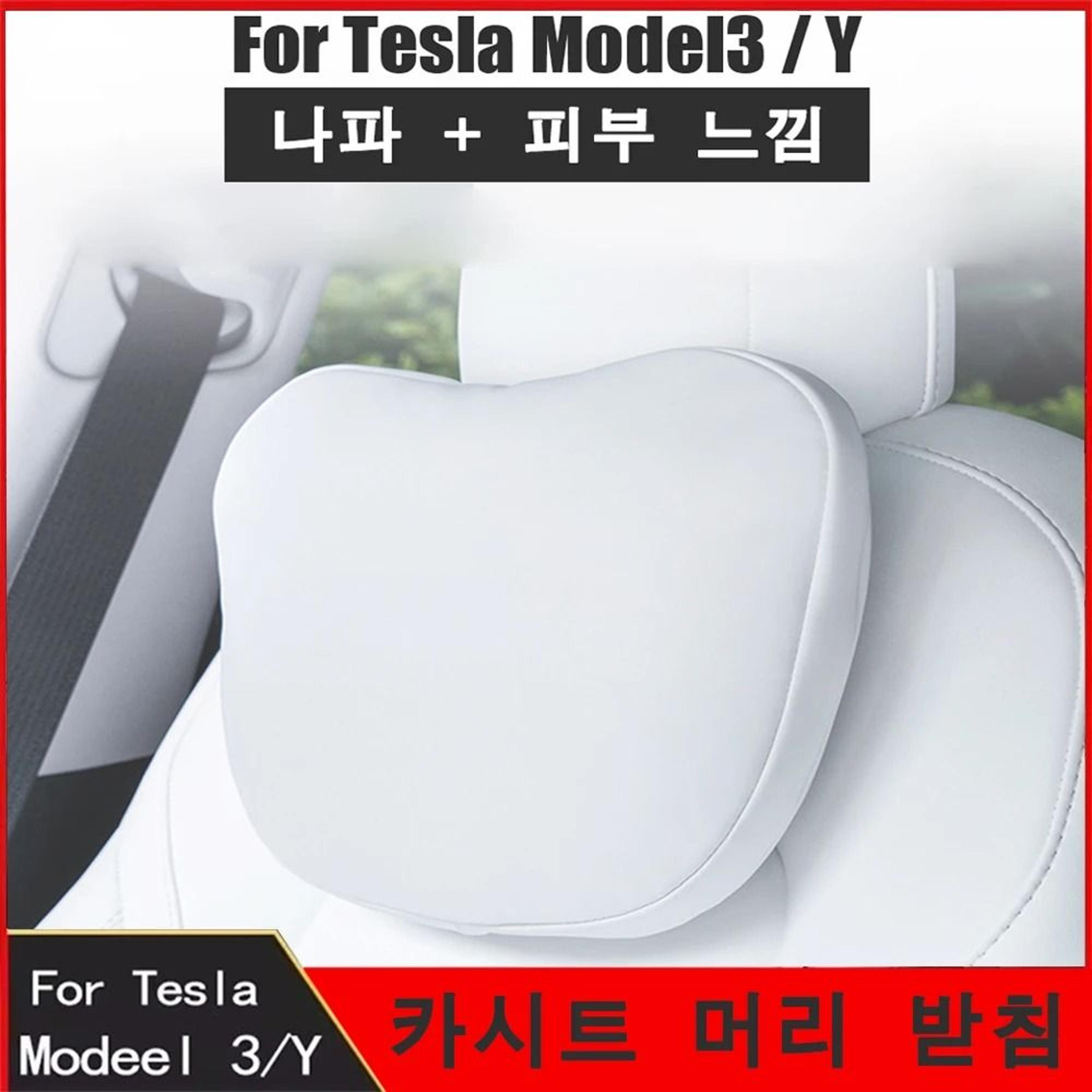 tesla model 3 y flocking leather neck pillow memory headrest lumbar support