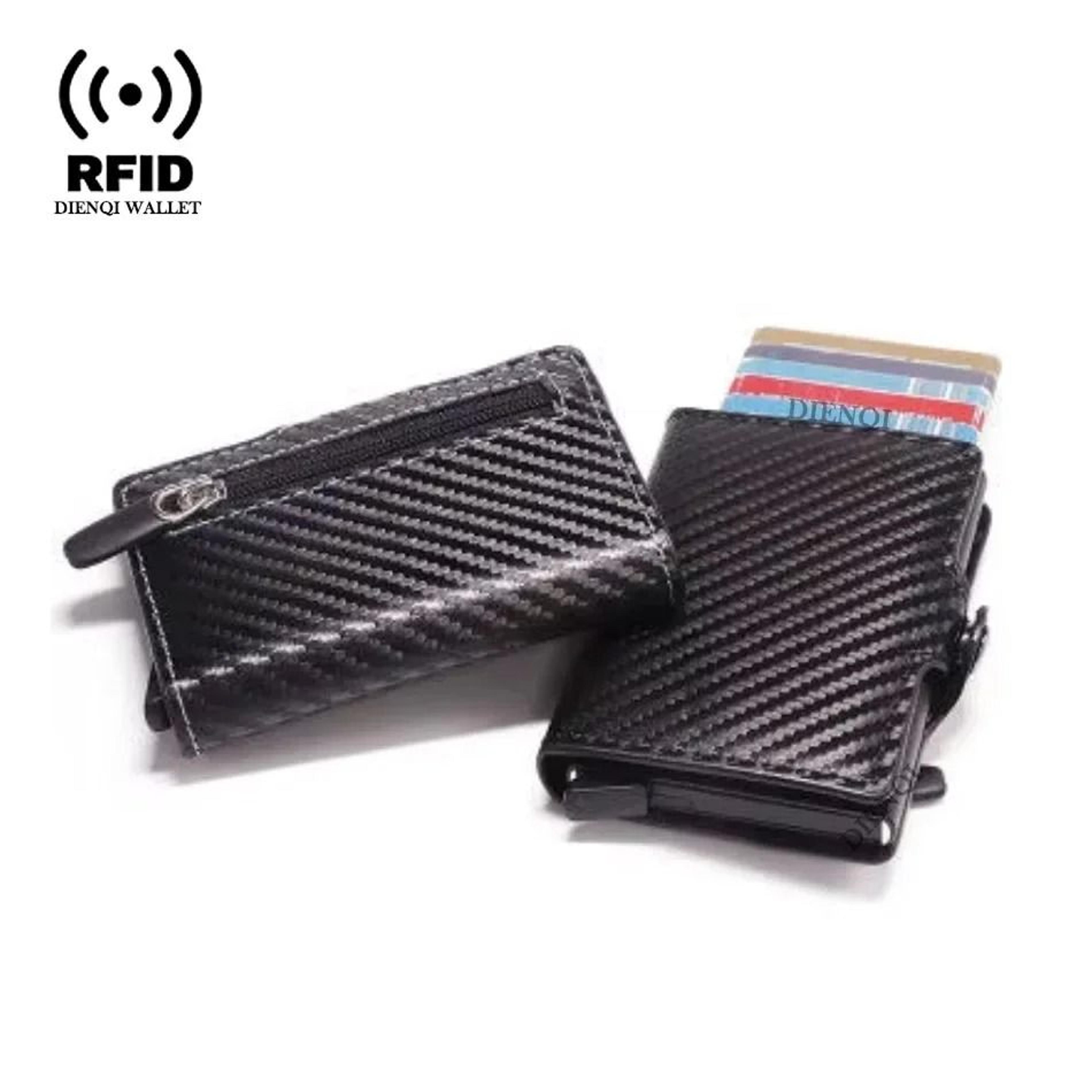 carbon fiber rfid blocking metal credit card holder wallet