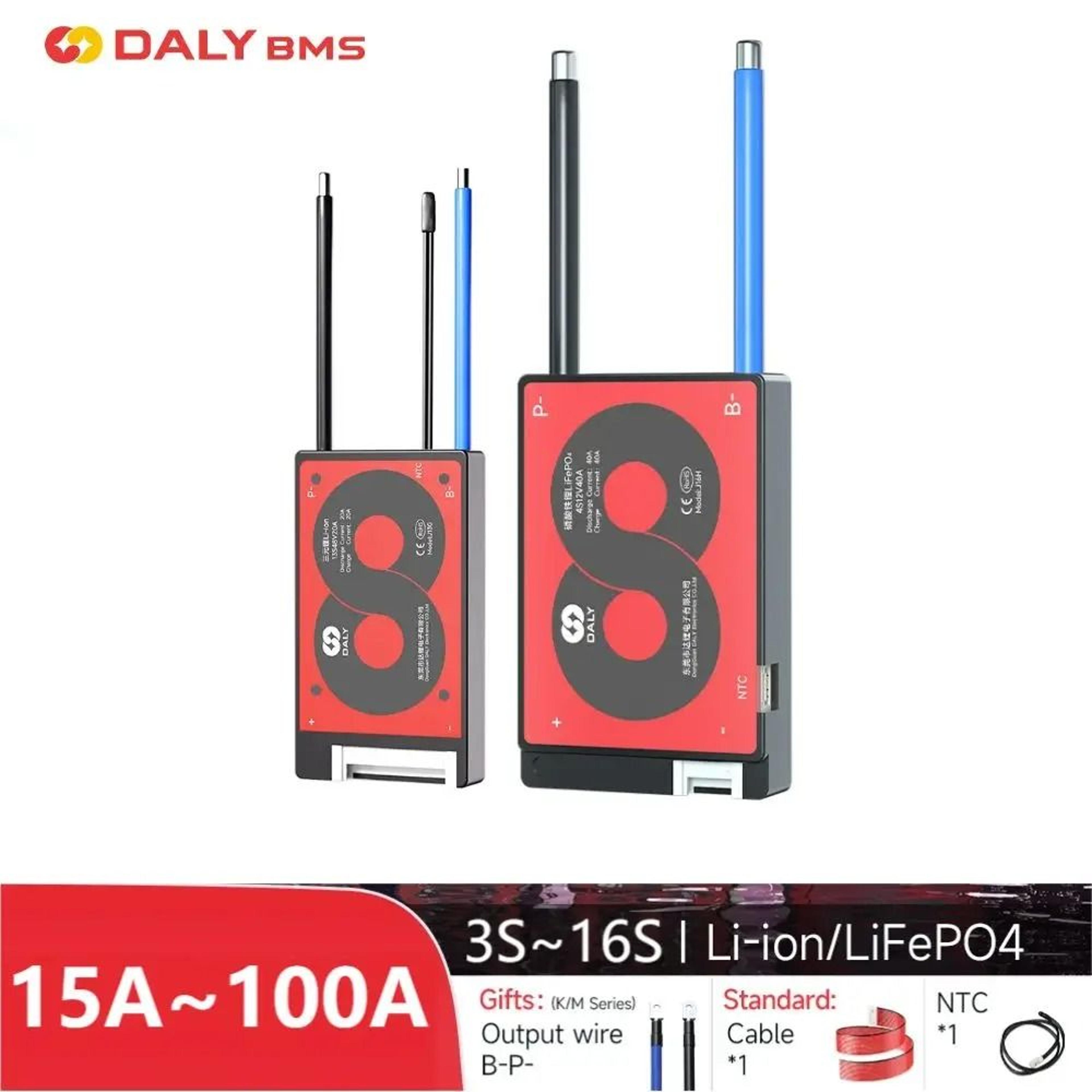 daly bms lithium battery protection board with balance function and temperature sensor