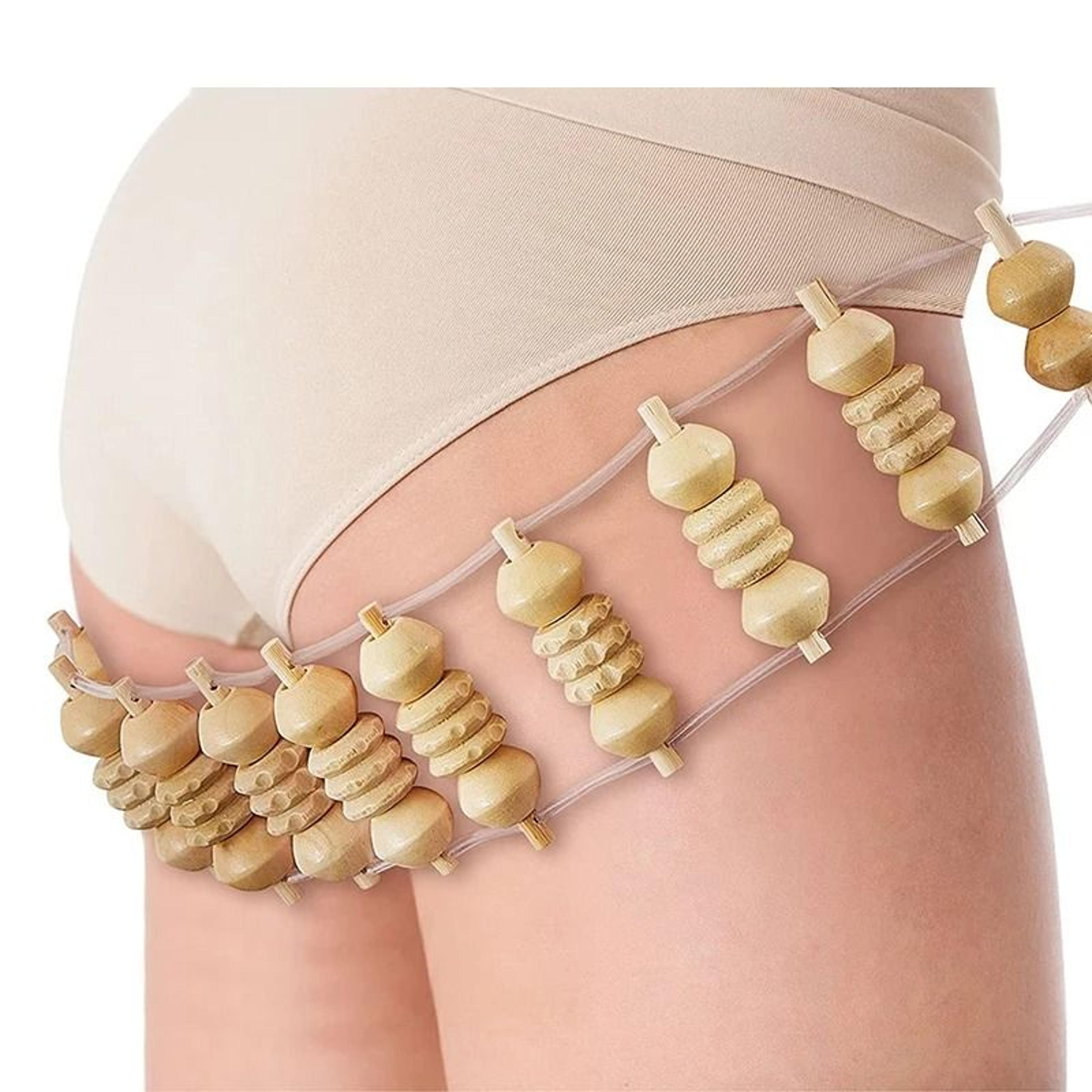 wooden back massager roller rope for body pain relief and therapy